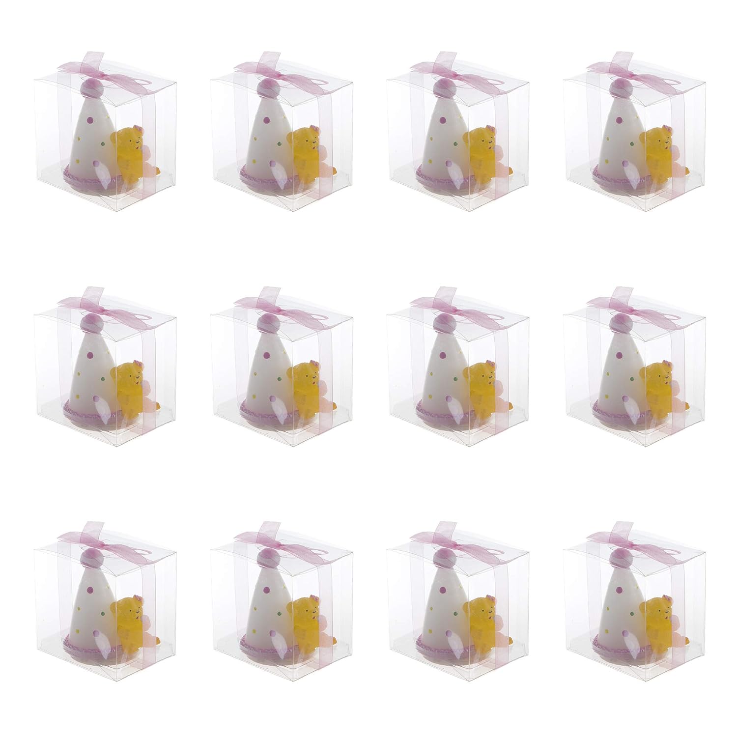 Lunaura Baby Keepsake Set of 12 Pink Teddy Bear with Baby Bottle Candle
