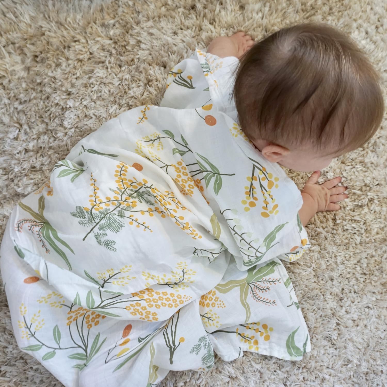 POMISO Muslin Swaddle Blankets 3 Pack 47x47 Inches Soft Breathable