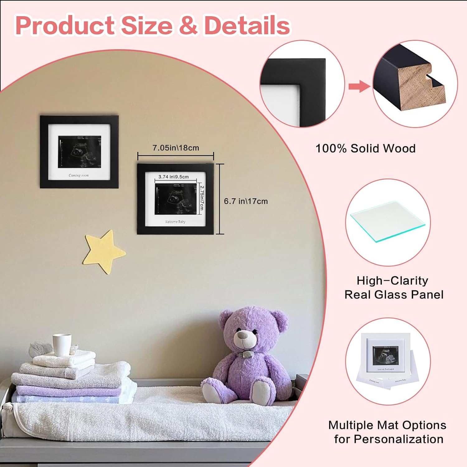 IHEIPYE Baby Sonogram Photo Frame 2Pack 1