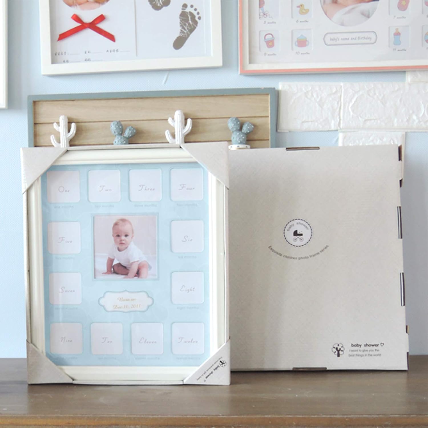 KMAKII 12 Month Baby First Year Collage Photo Frame - White
