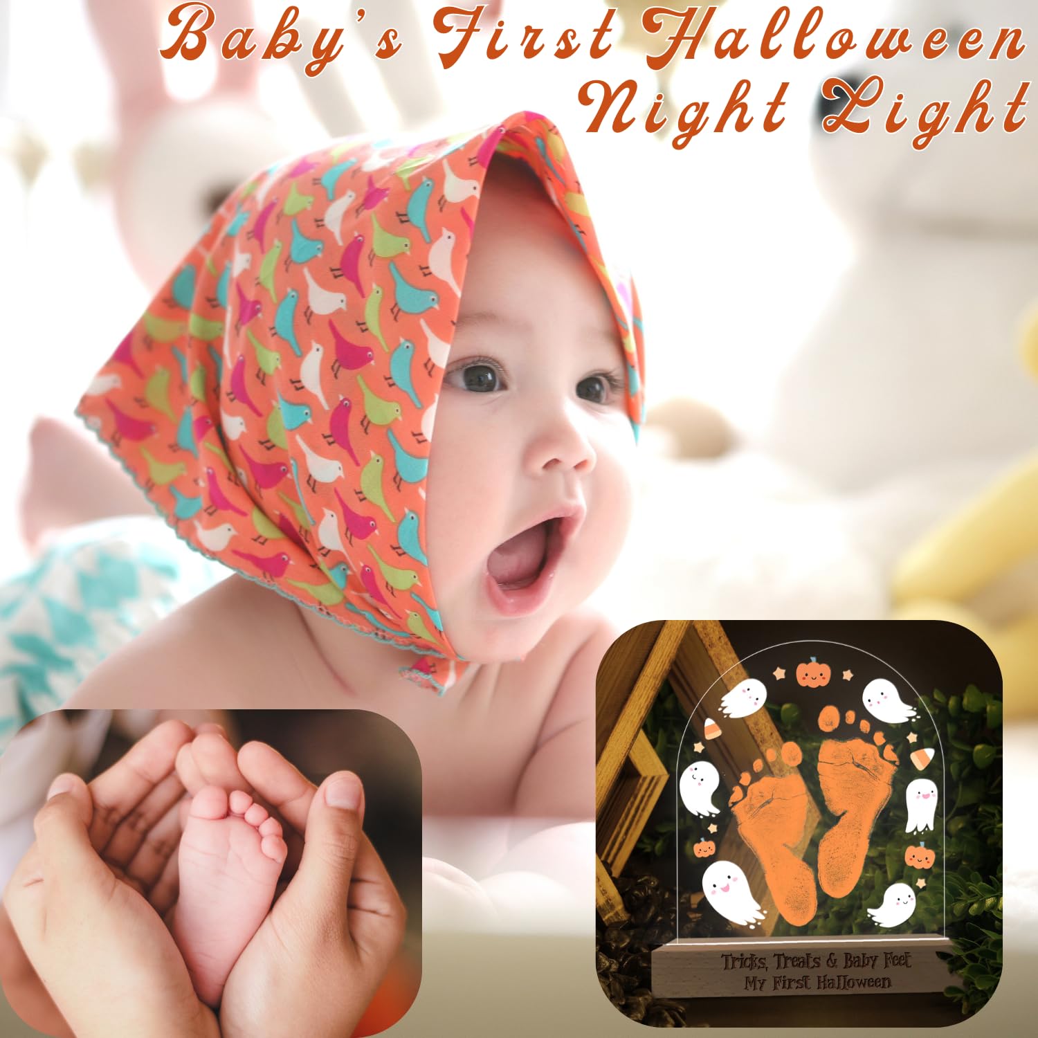 DIY Halloween Footprint Art Sign Baby Night Light Keepsake