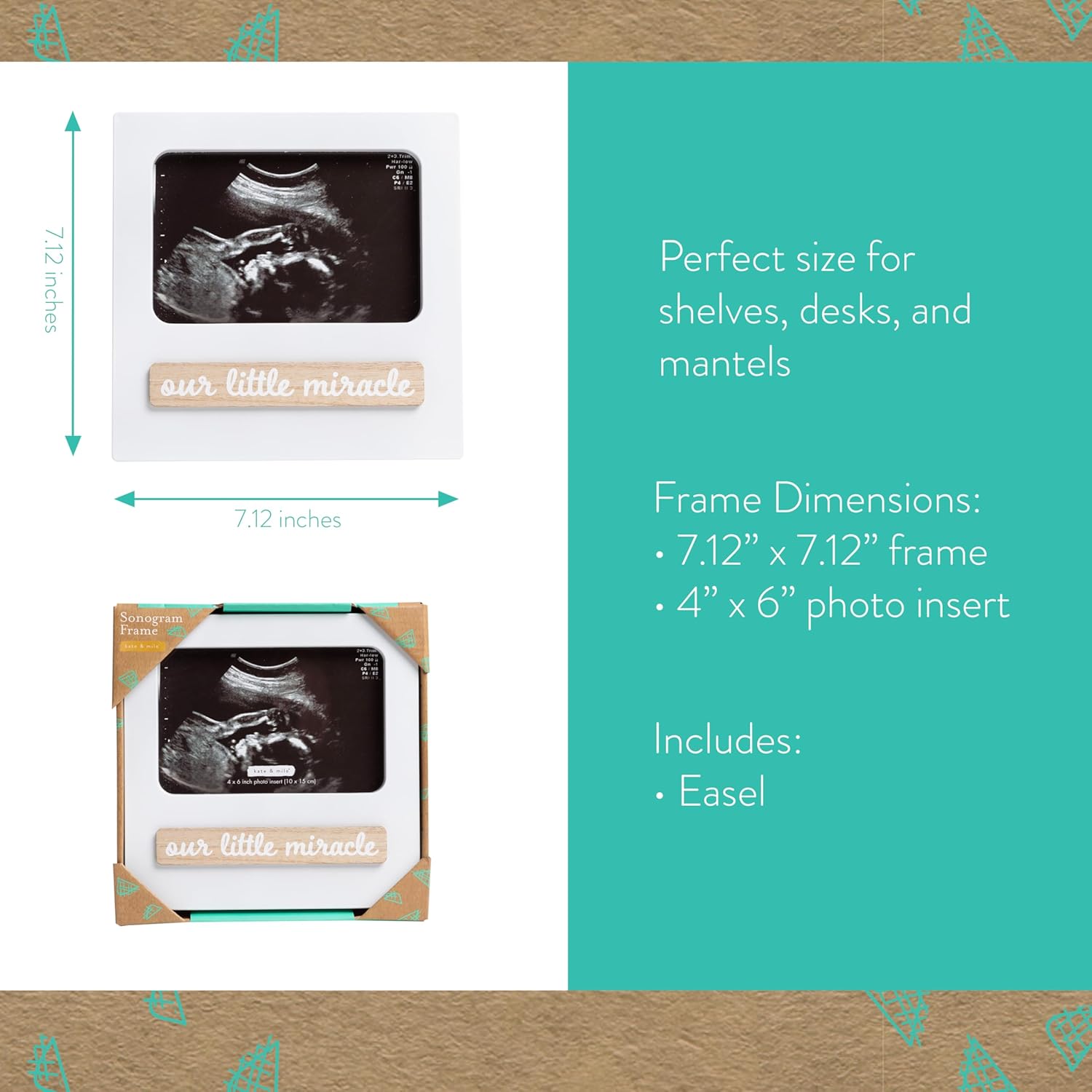 Kate Milo Baby Sonogram 3D Photo Frame White