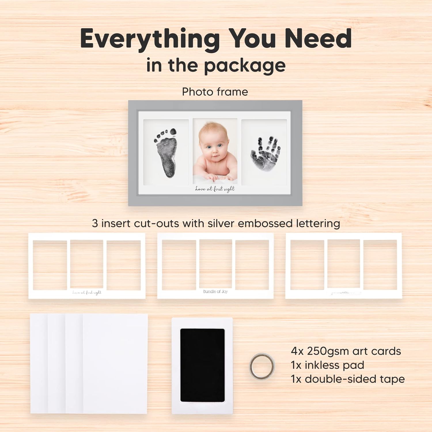 KeaBabies 4-Pack Inkless Hand and Footprint Kit with Frame