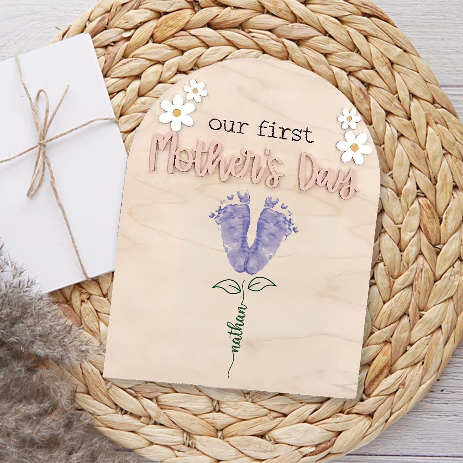 Personalized Mothers Day Footprint Sign - Custom Baby Keepsake 1