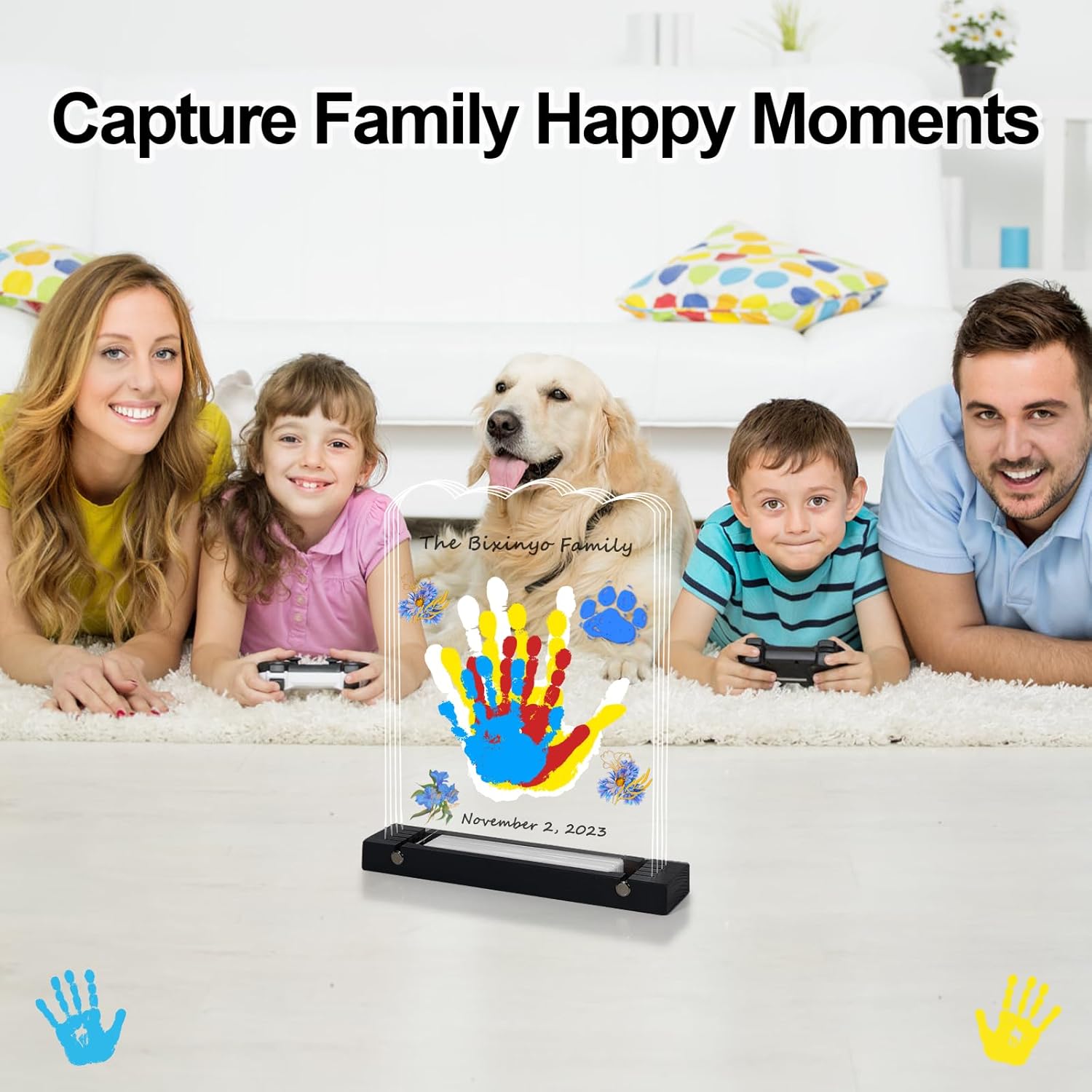 Family Handprint Kit with Night Light Baby Pet Keepsake Personalized Gift
