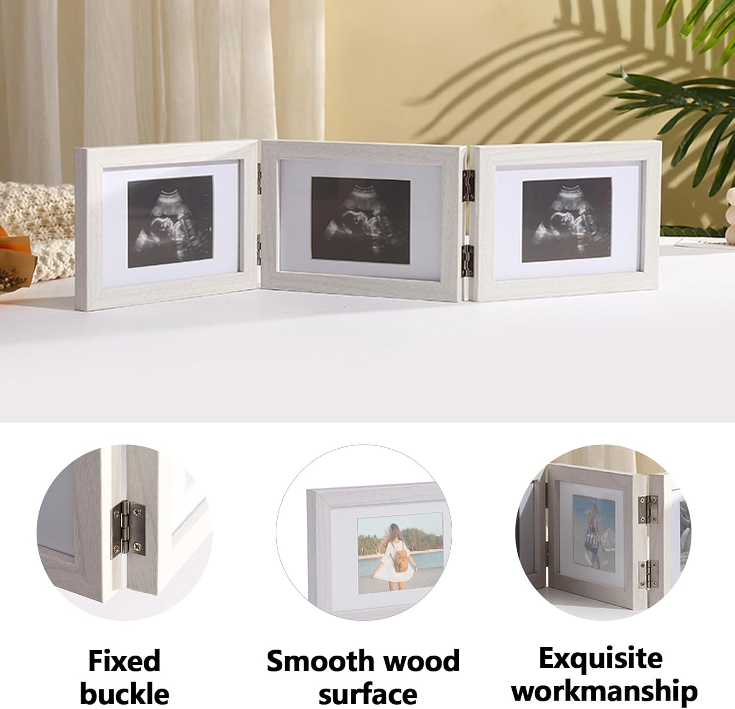 5 Folding Ultrasound Picture Frame Natural Wood 68 x 47 1