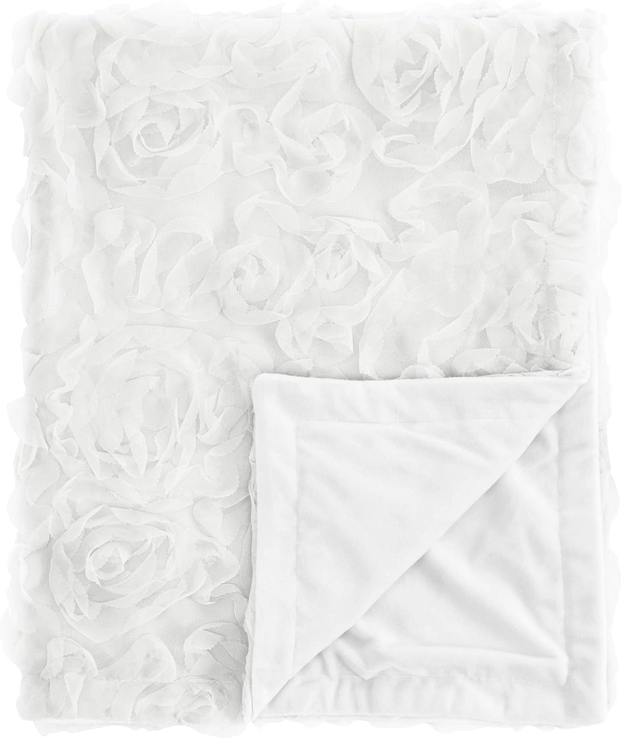 Sweet Jojo Designs White Floral Rose Swaddling Blanket
