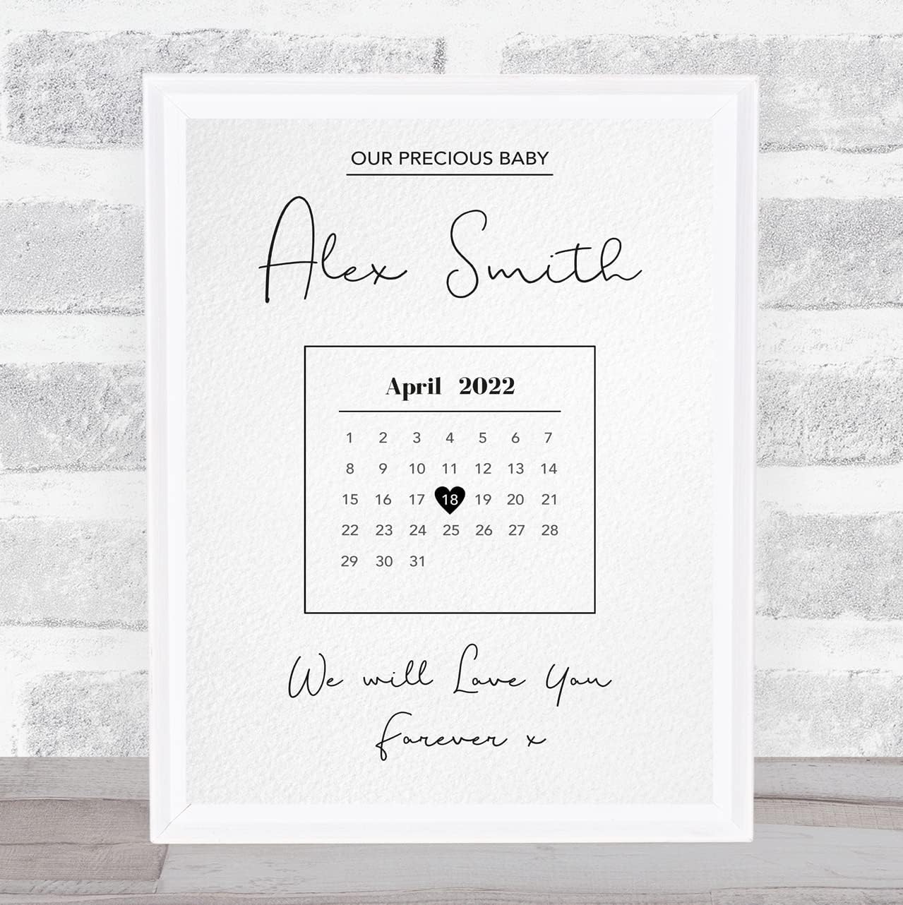 Precious Baby Due Date Birthday Keepsake Print