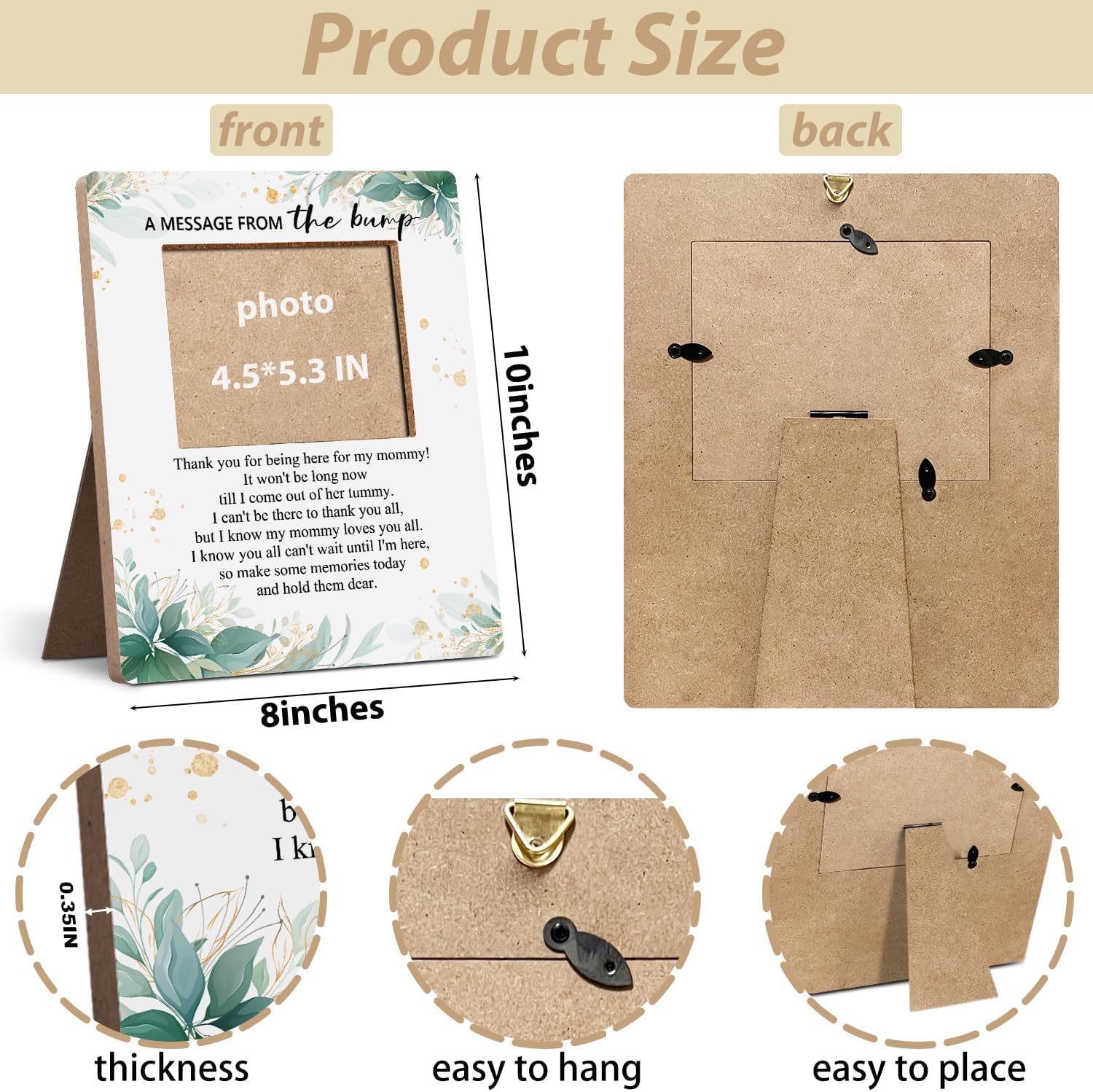 Hatzelou Baby Shower Sign Picture Frame with Green Floral Design