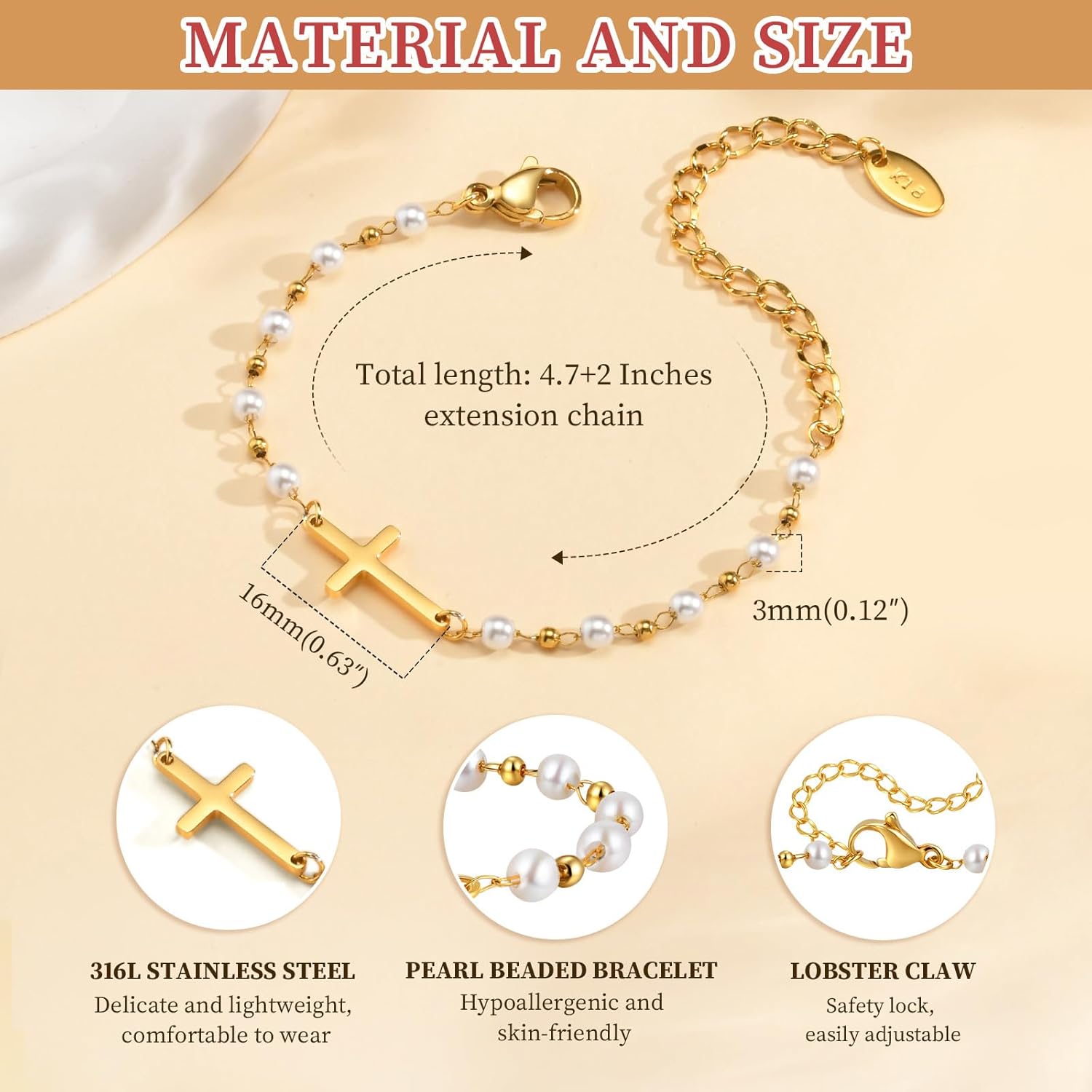 MEALGUET Baby Baptism Cross Bracelet Gift