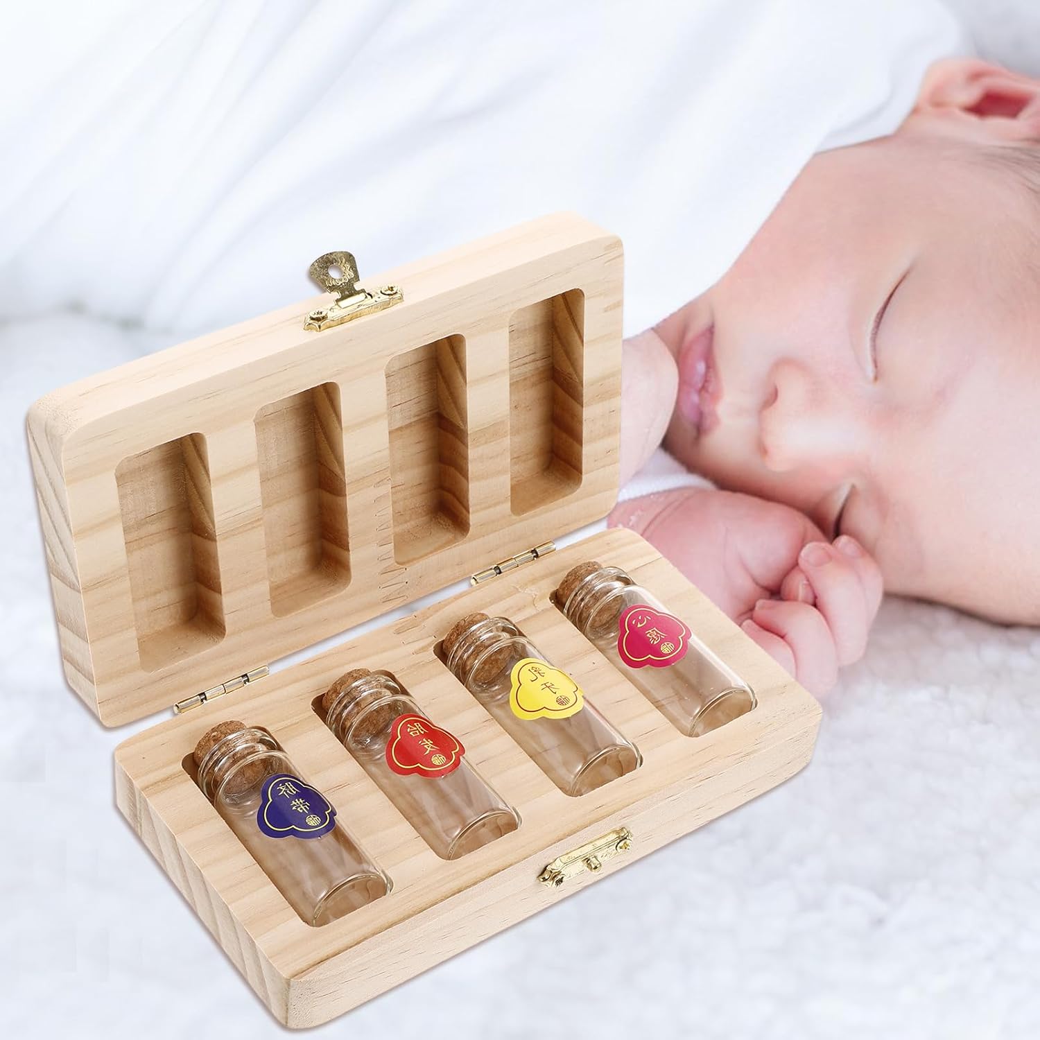 Abaodam Umbilical Cord Keepsake Box with 4 Bottles