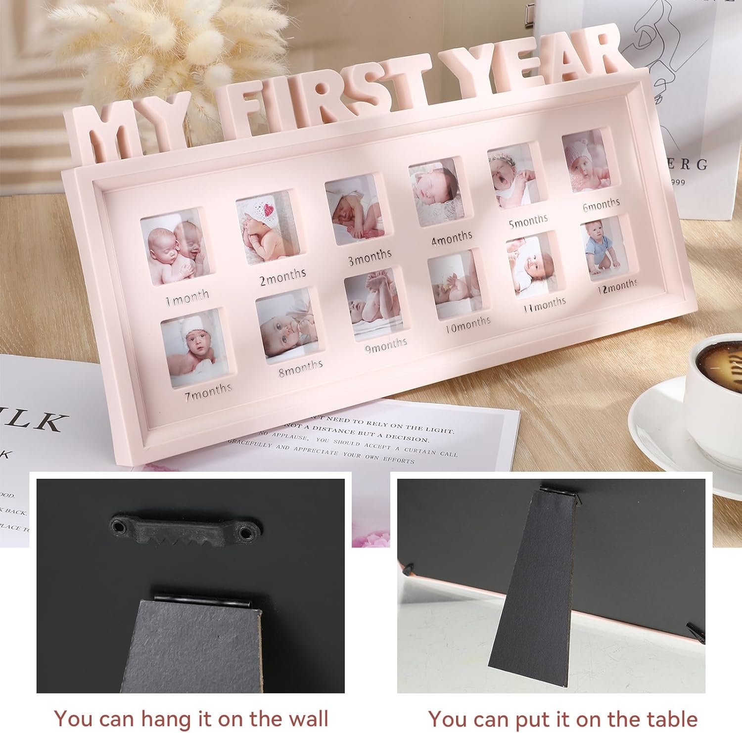 Thyle First Year Baby Picture Frame with Monthly Slots Pink