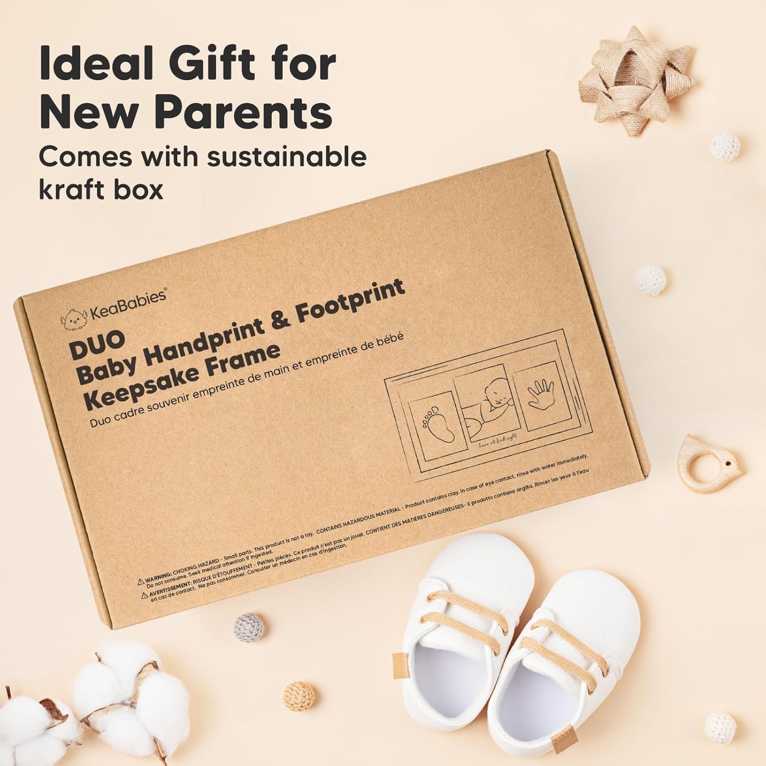 KeaBabies Inkless Hand Footprint Kit - 4-Pack Safe for Baby