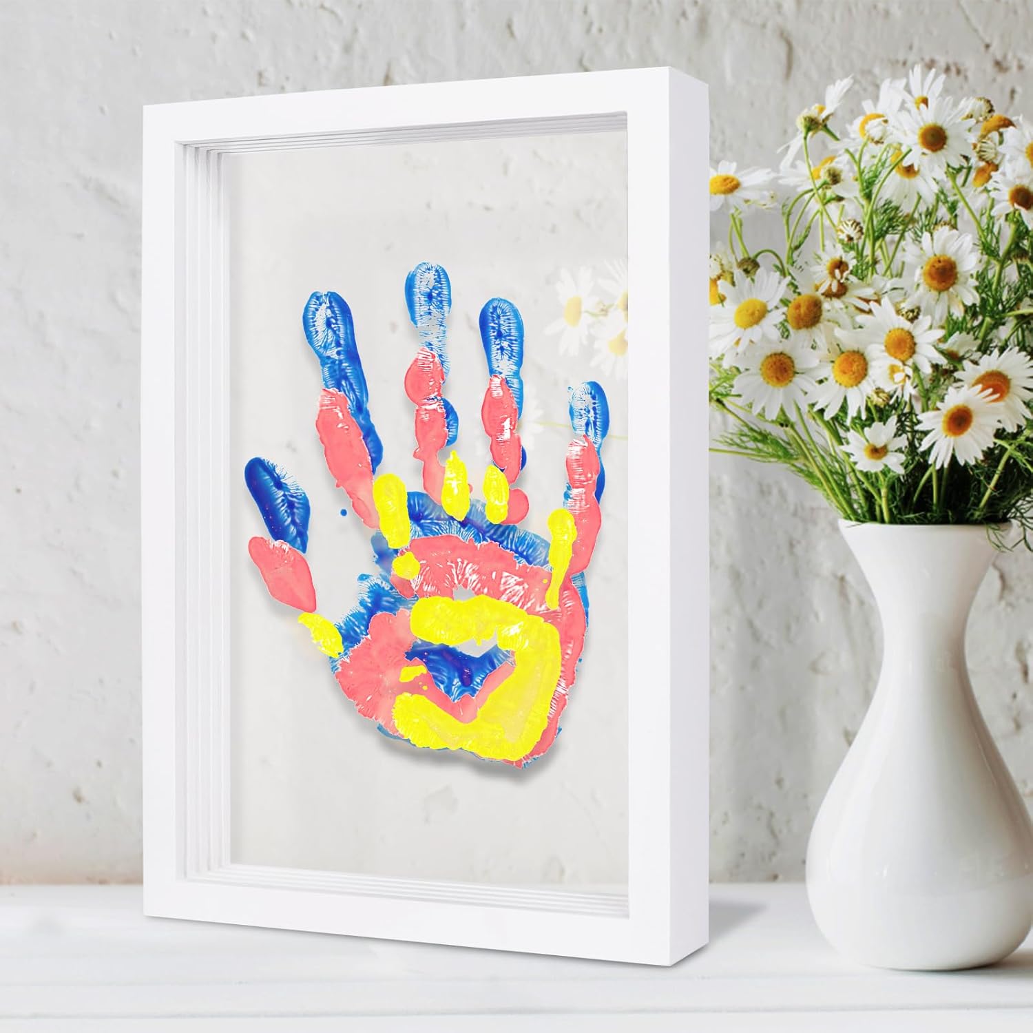 IvyWind Family Handprint Kit - DIY Keepsake Wooden Frame 6 Colors Non-Toxic Paint Mothers Day Gift