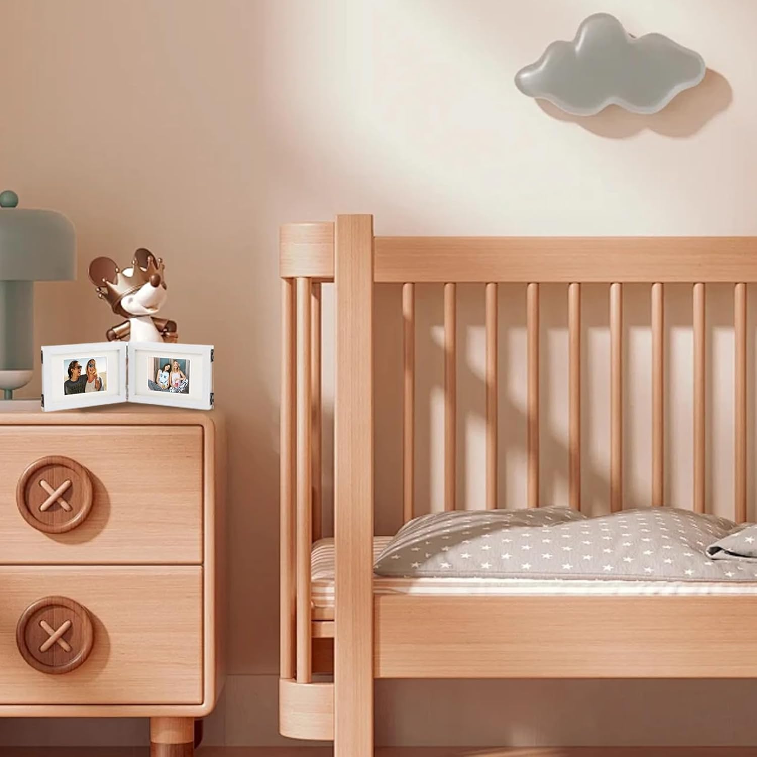 5 Folding Ultrasound Picture Frame Natural Wood 68 x 47 1