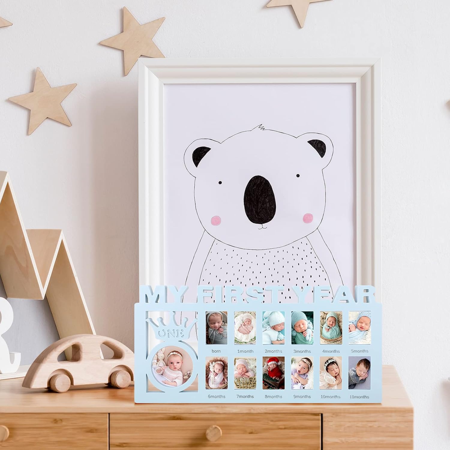 Unittype First Year Baby Keepsake Frame with Crown Design Blue