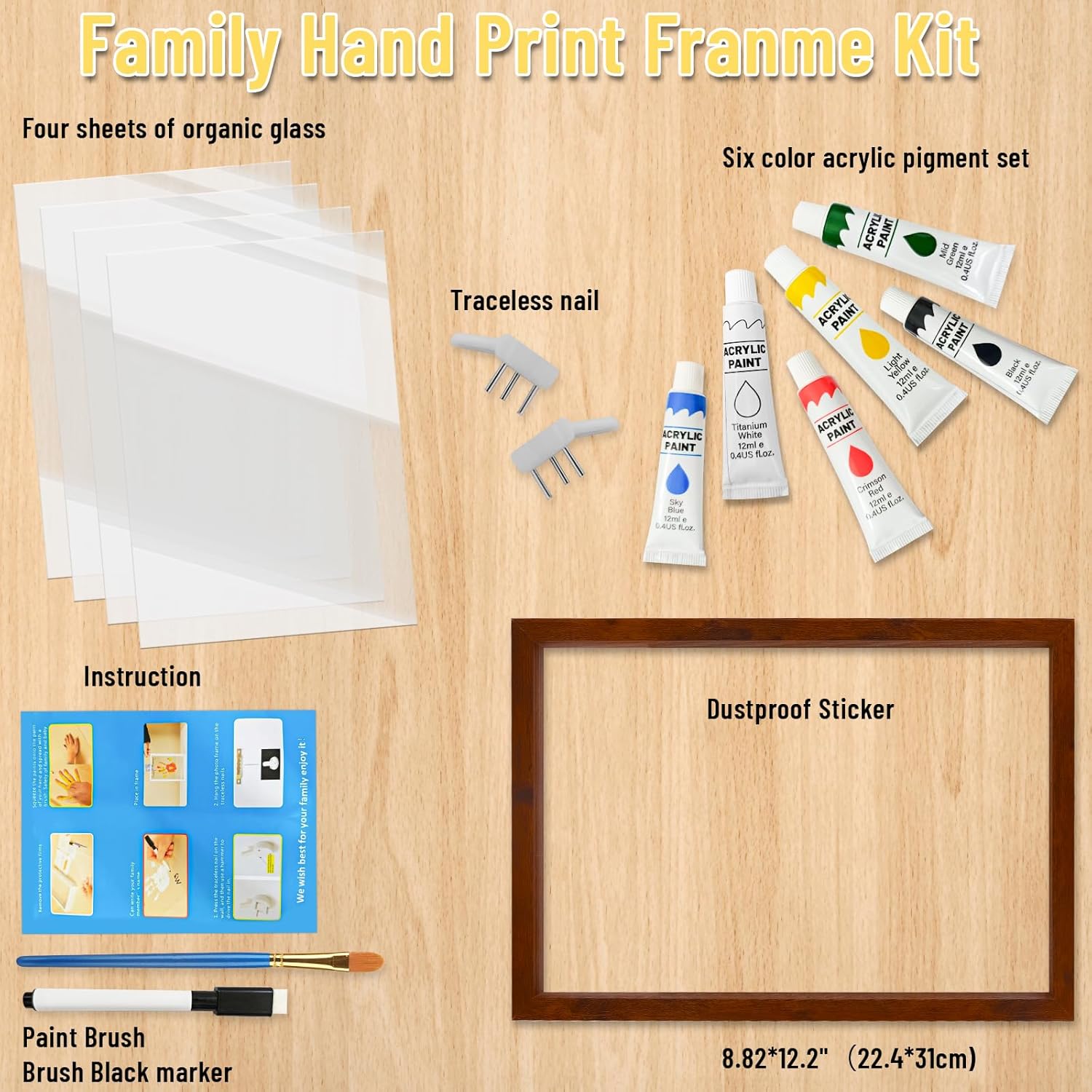 Family Handprint Kit - 6 Colors DIY Keepsake Frame for Newborns Toddlers 1