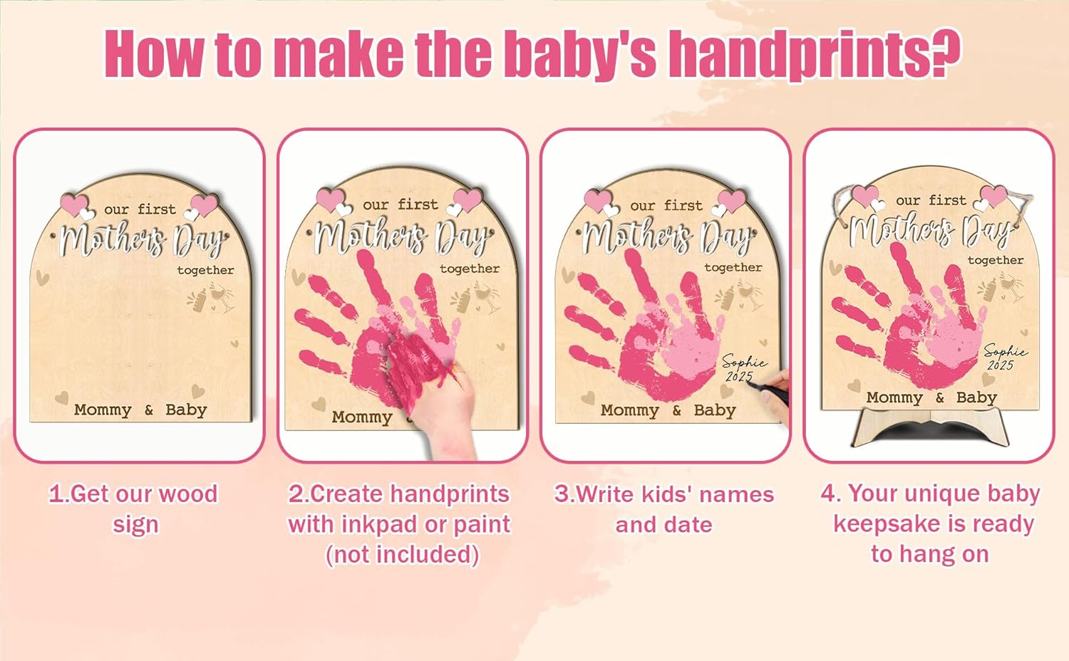 DIY Mommy Baby Handprint Sign - 2 Layer Wooden Keepsake