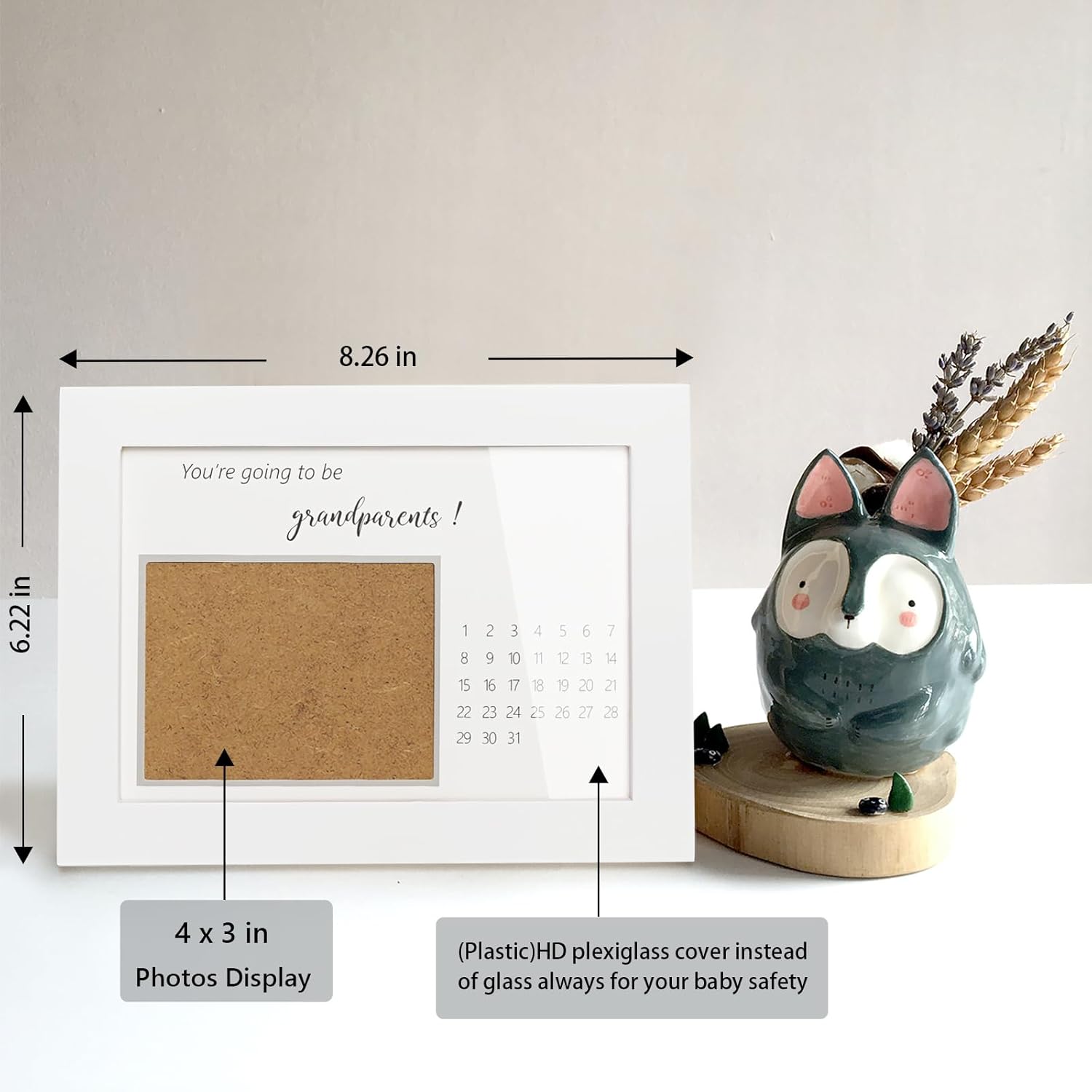 Pregnancy Announcement Frame for Grandparents Sonogram Keepsake White Wooden Frame