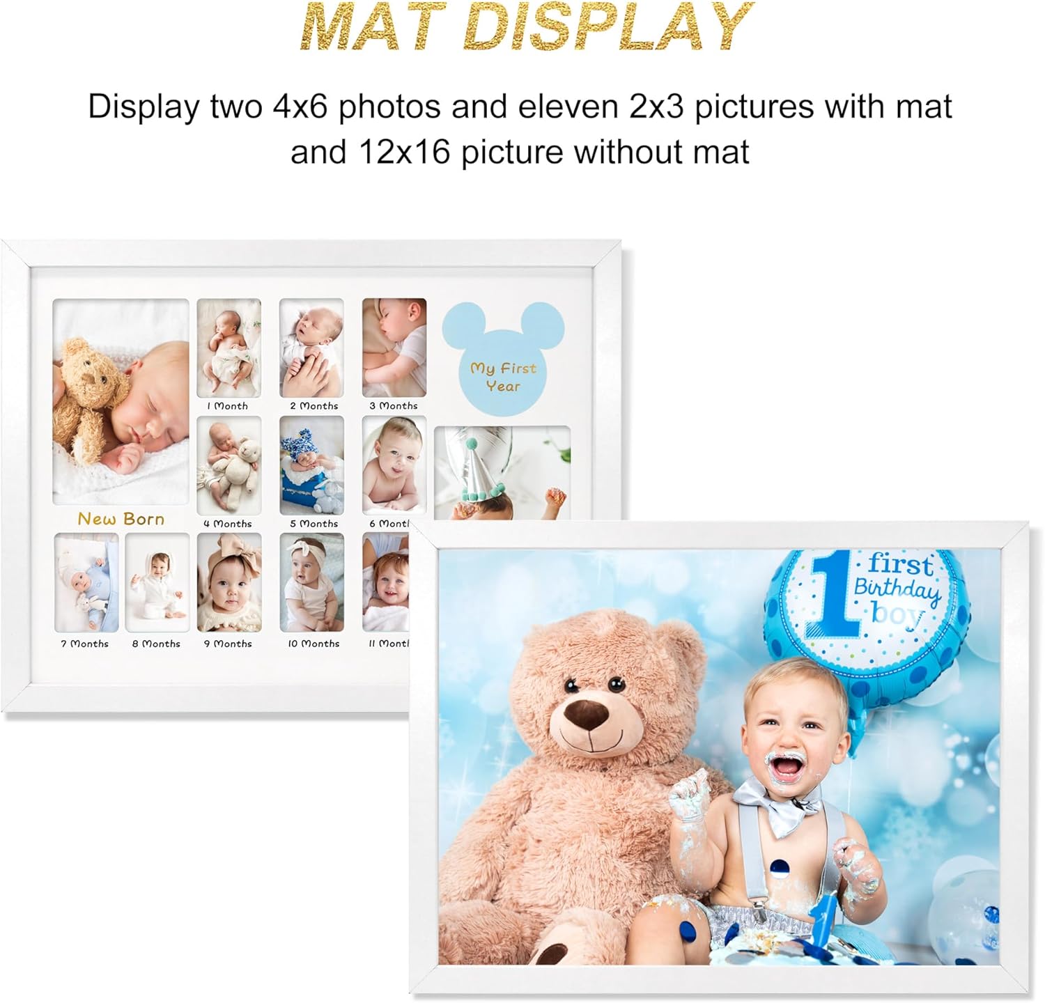 FramePro My First Year Photo Frame 12x16 Baby Milestone Board Keepsake for Newborn to 1 Year Old