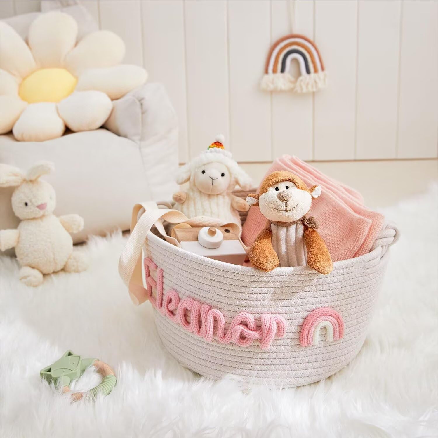 Personalized Baby Name Woven Basket - Custom Gift for Newborn