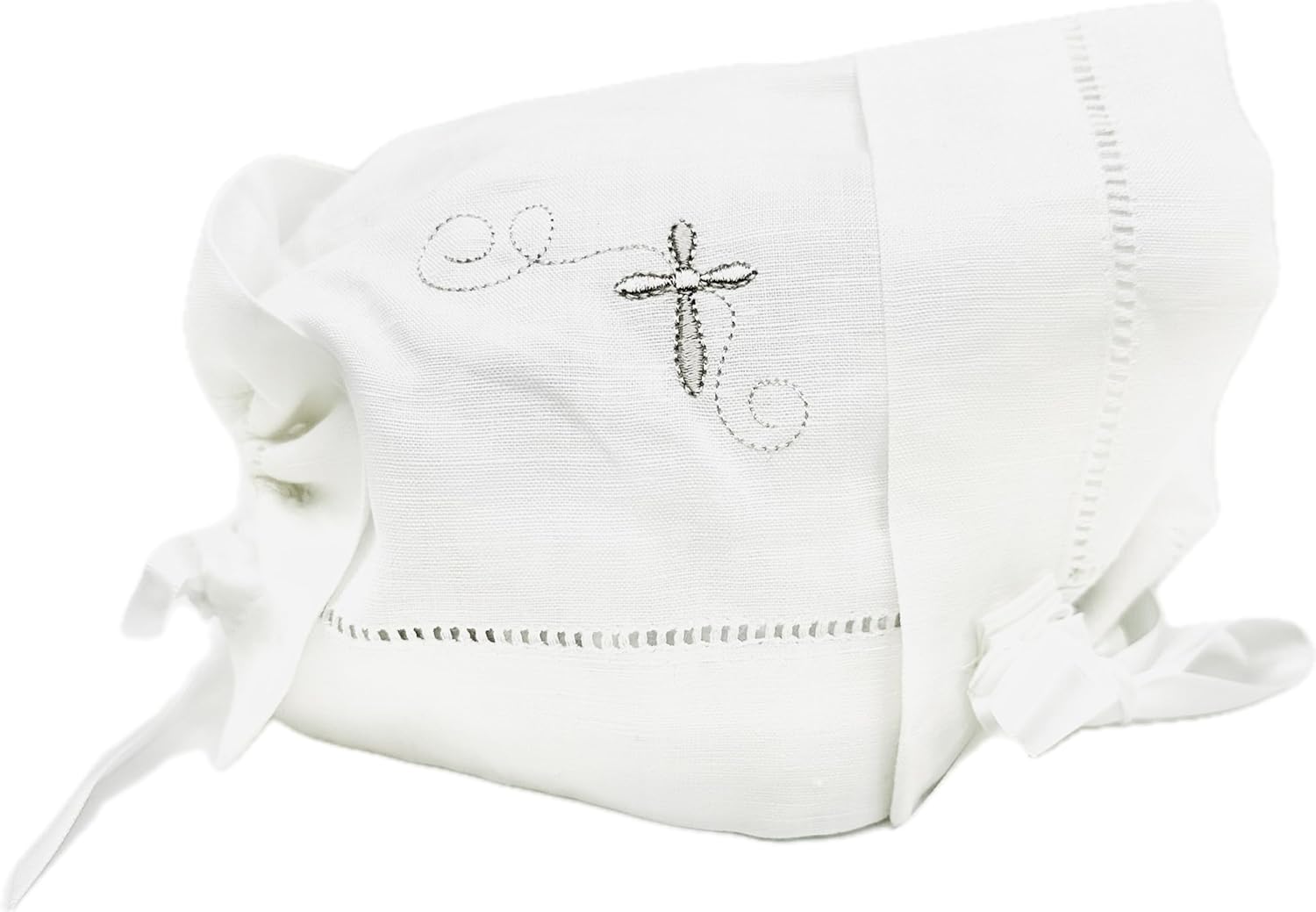 Integrity Designs Baby Linen Bonnet with Cross Embroidery 1