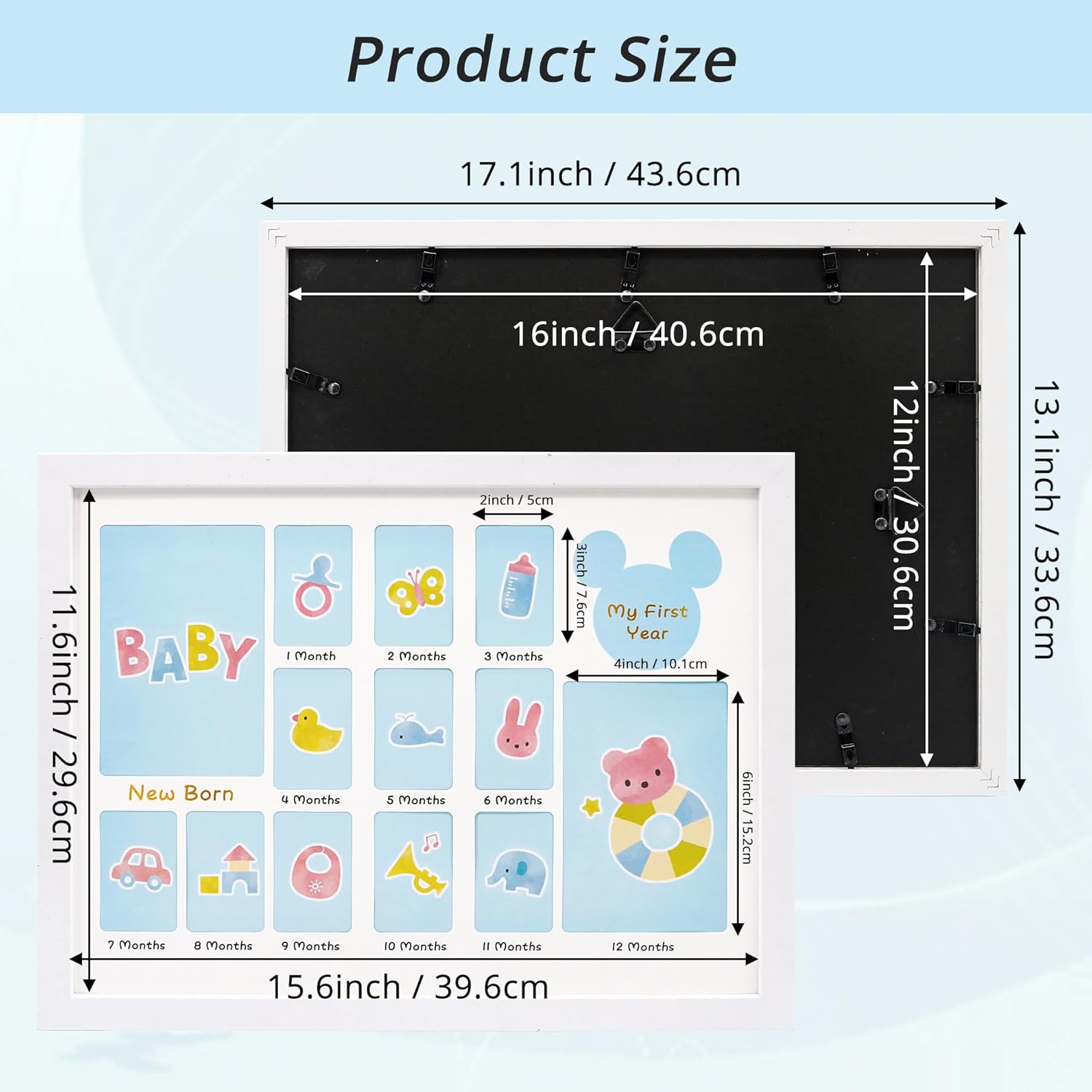 My First Year 12 Month Picture Frame with Double Mat - 13x17 Wall Hanging
