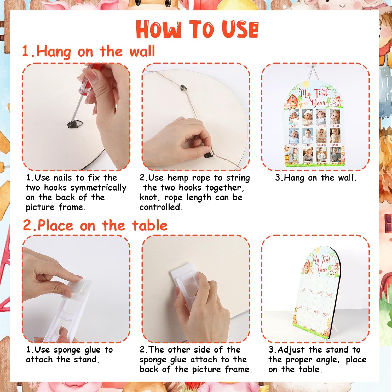 Cheerupp Farm Animal Themed 1st Year Photo Frame
