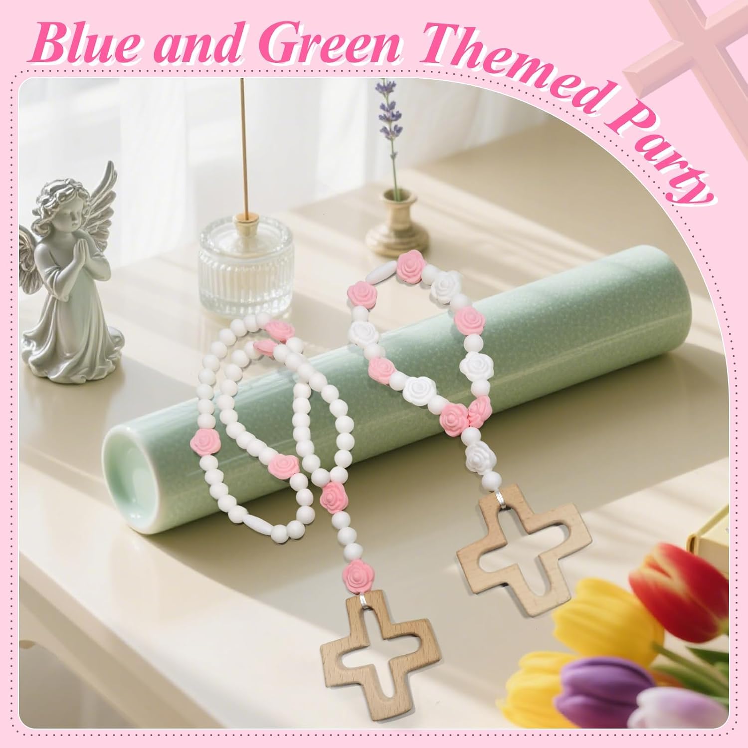 2 Pack Catholic Rosary Beads Set with Silicone Cross