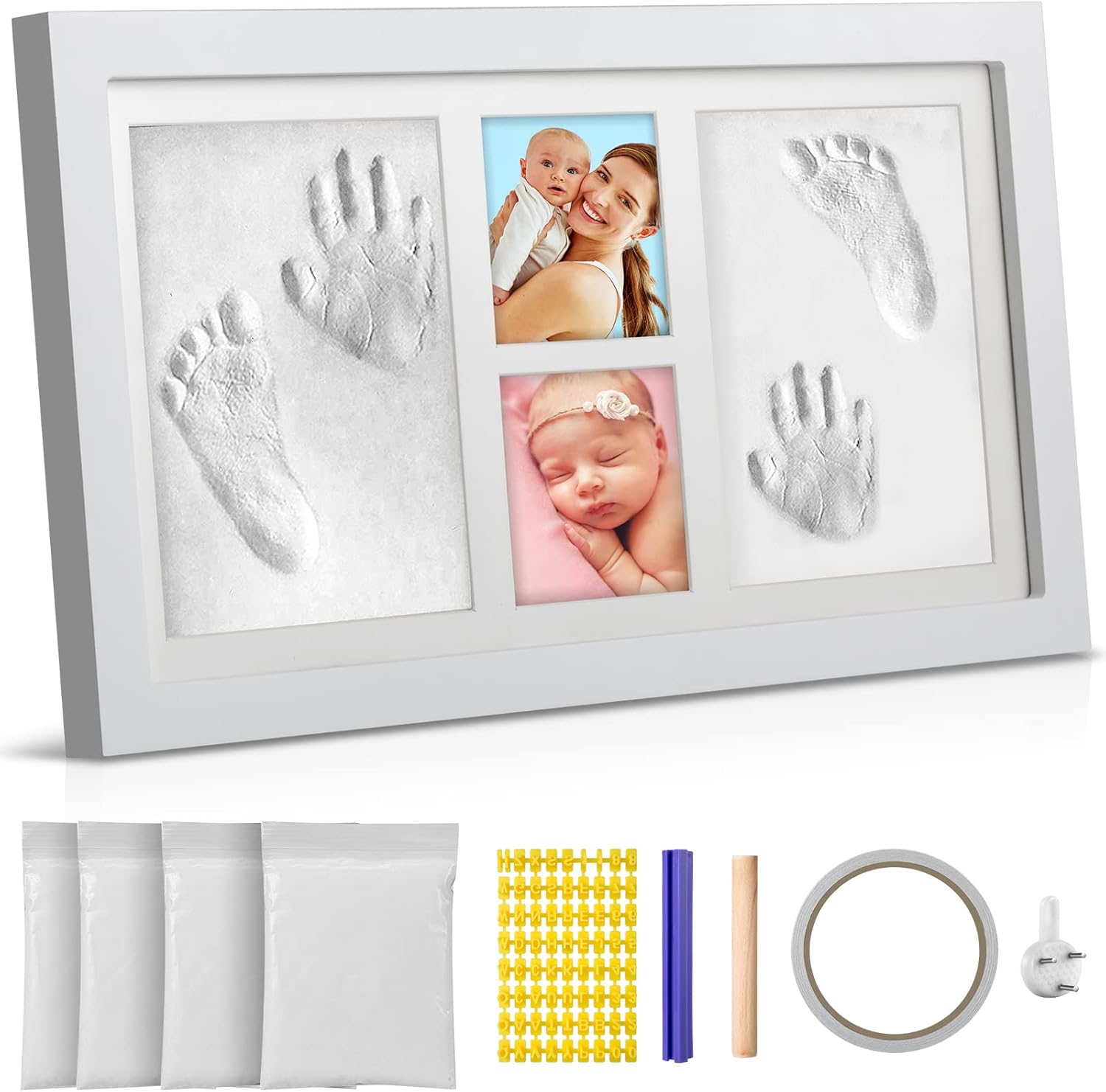 BAOHUA Baby Hand Footprint Kit - 1200 Grams Clay Nursery Art Frames