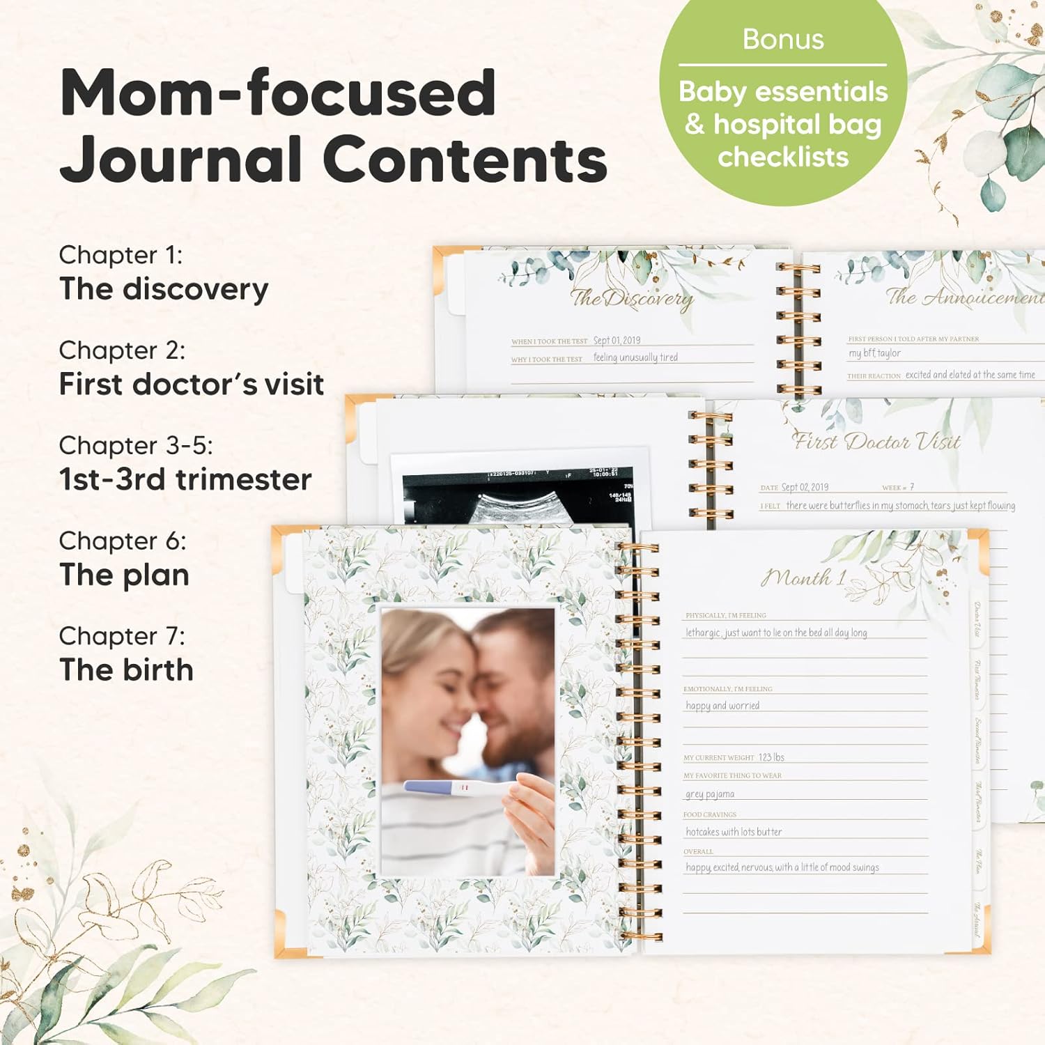 KeaBabies Inkless Hand Footprint Kit with Pregnancy Journal