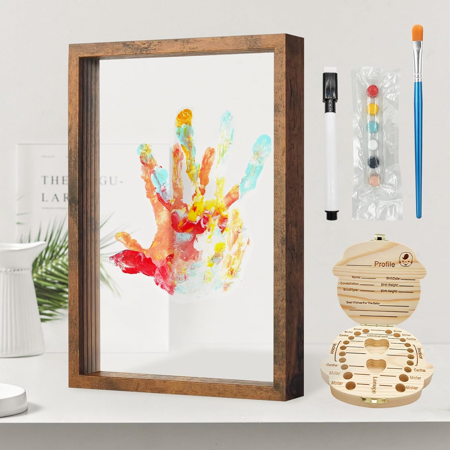 ADAJOEL Family Handprint Kit with Tooth Fairy Holder