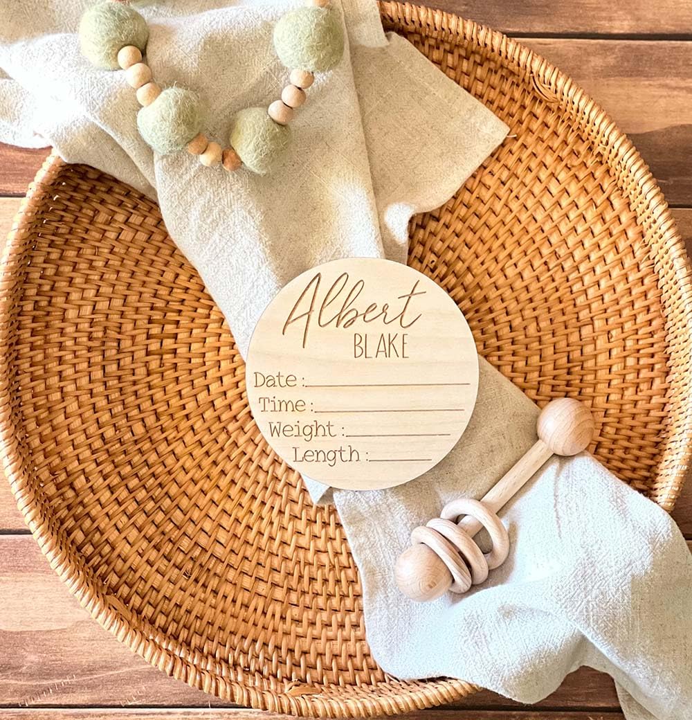 Personalized Newborn Announcement Sign - Wooden Birth Sign