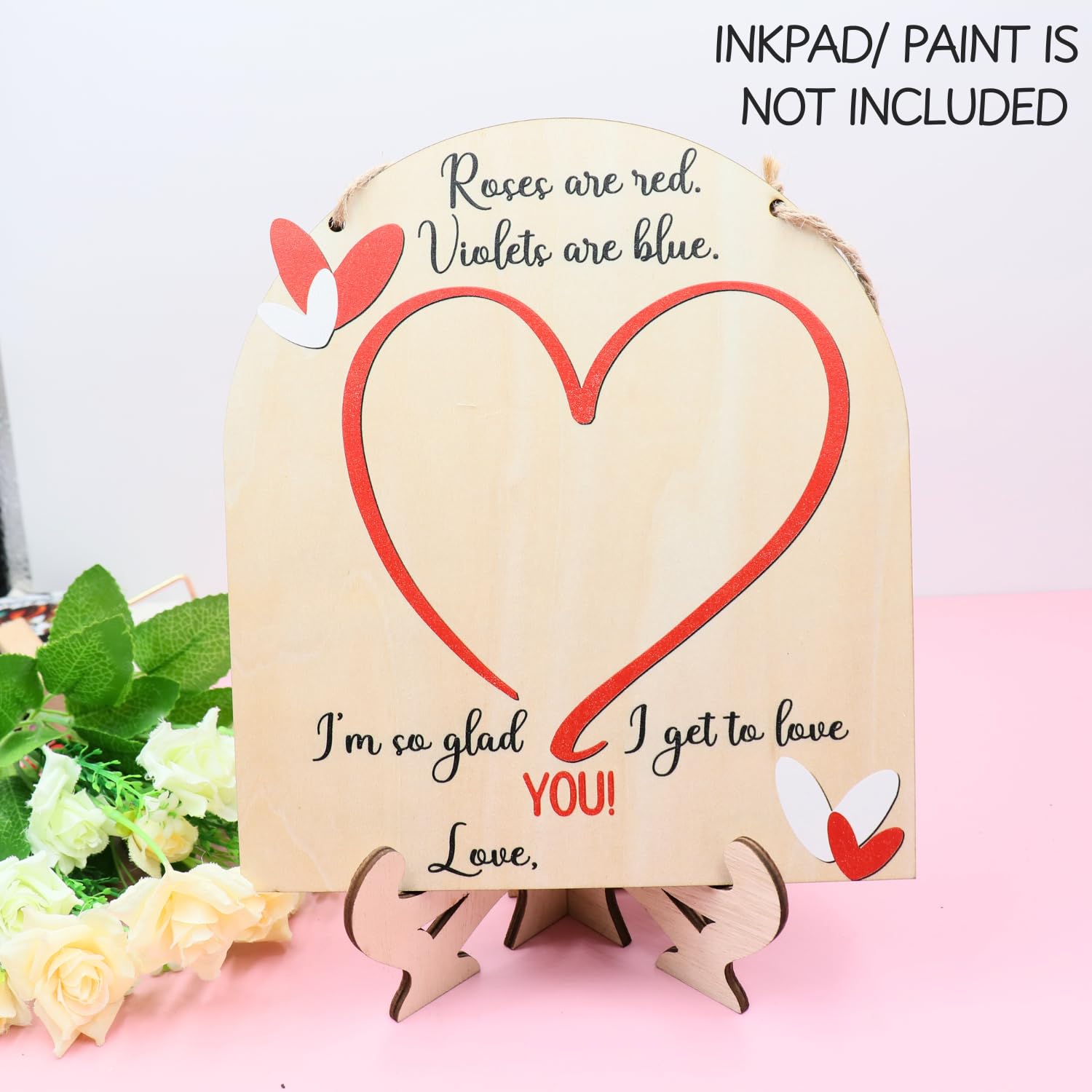 DIY Baby First Valentine Footprint Sign with Roses 1