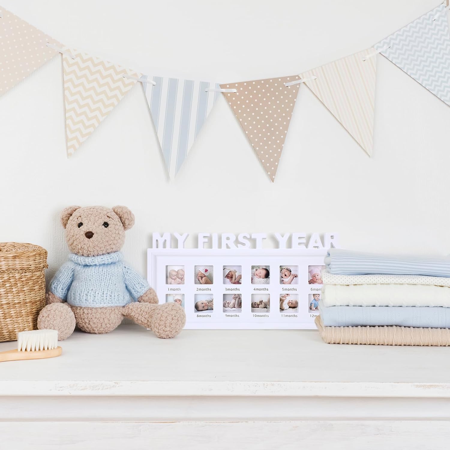 Thyle First Year Milestone Picture Frame 12 Months Baby Keepsake Frame White