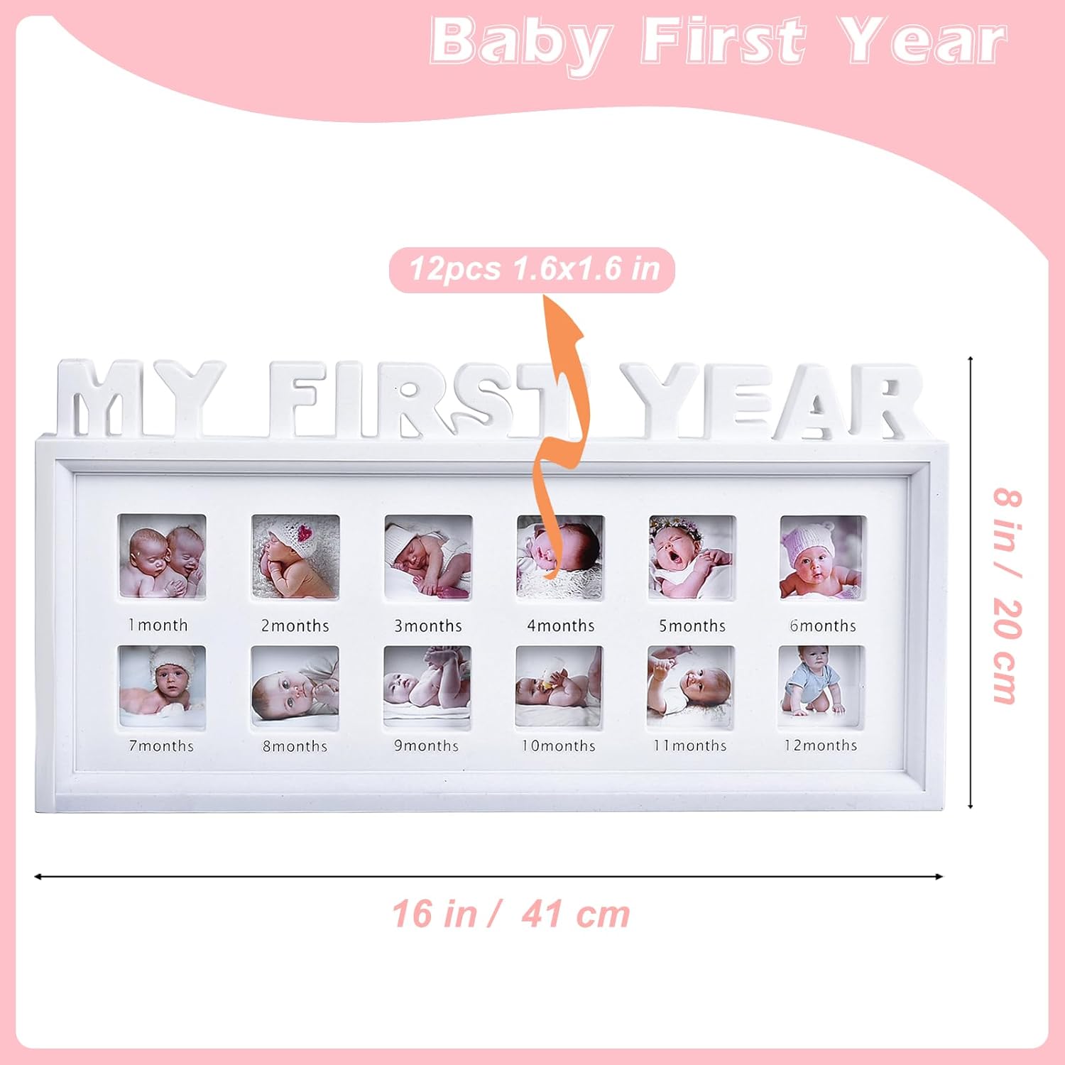 MICKYU 12-Month Baby Growth Photo Frame