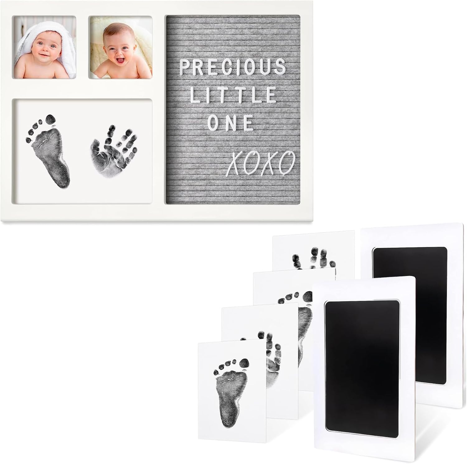 KeaBabies Inkless Hand Footprint Kit with Felt Letterboard