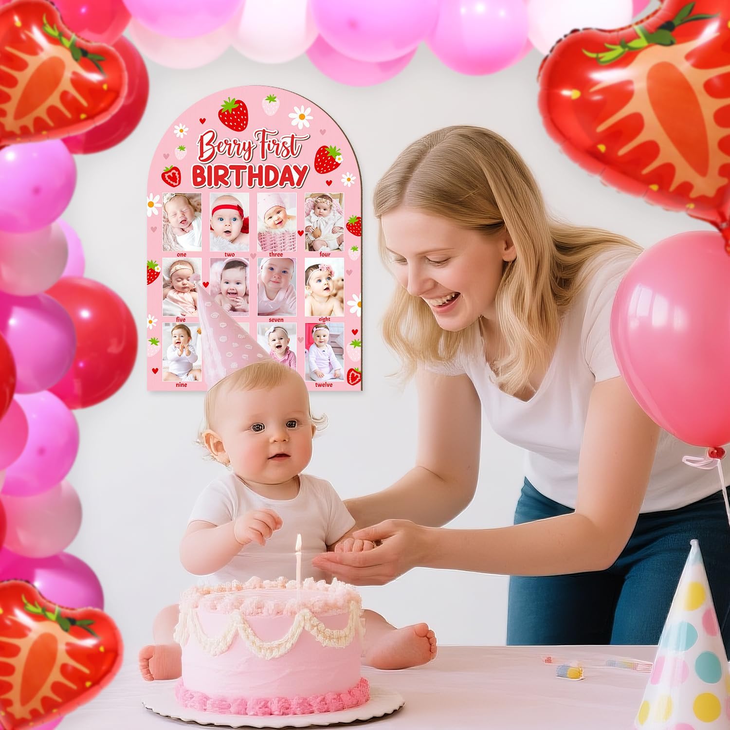 R HORSE 3D Berry 1st Birthday Wood Frame Display Board