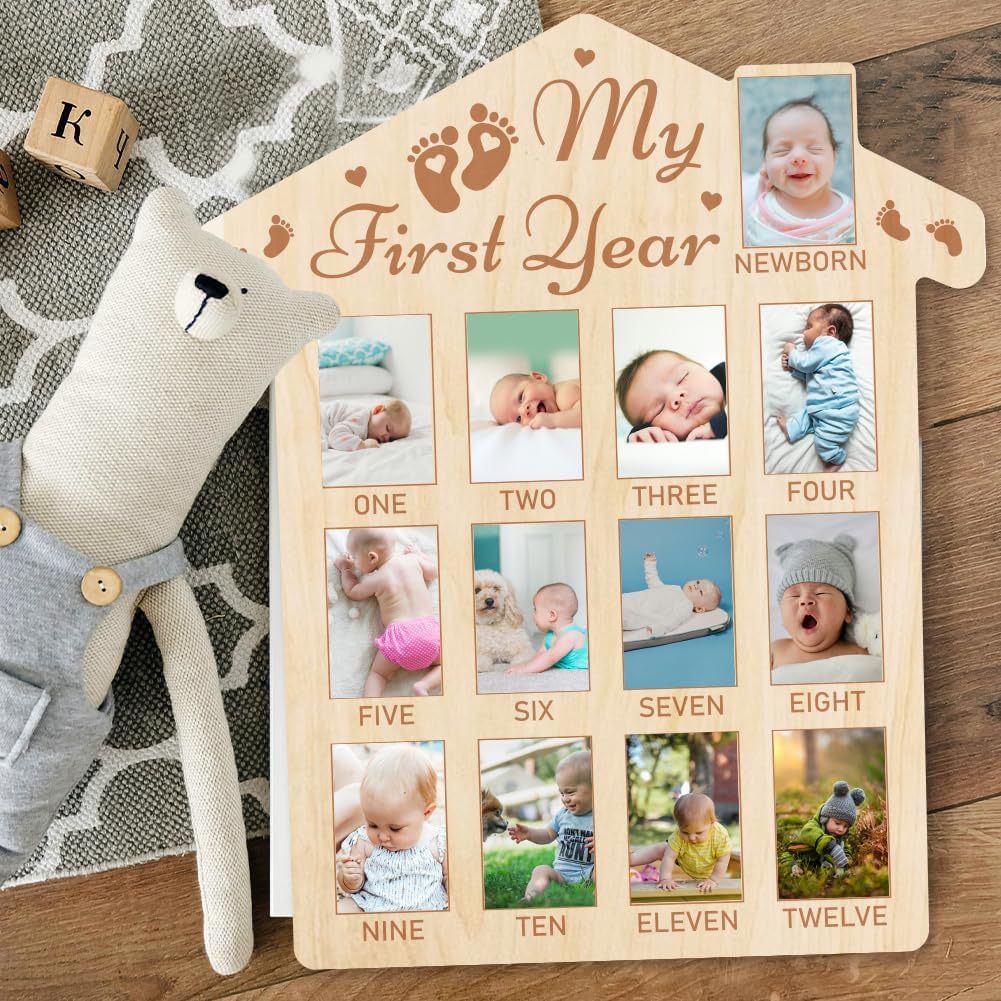 ORIGACH 12-Month Baby Growth Photo Frame - Footprint Design