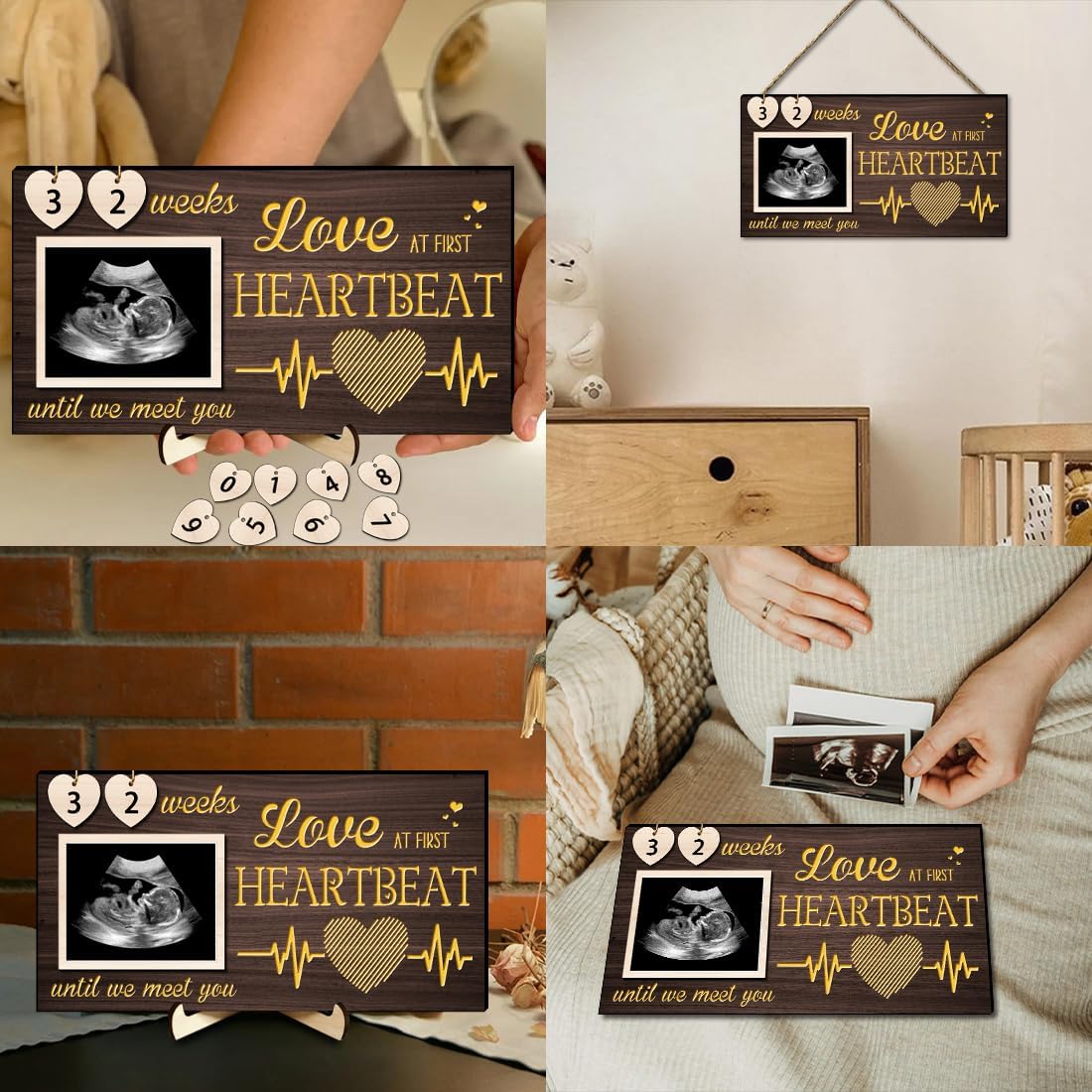 LED Sonogram Frame - Countdown Weeks for Dad Mom Baby Showers