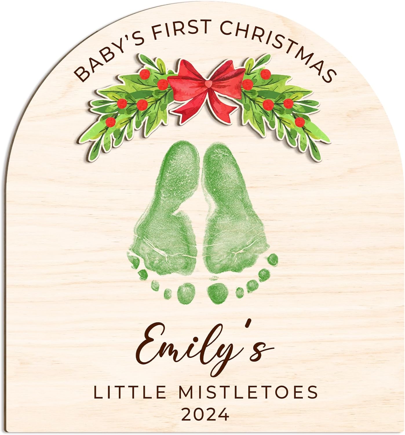 Personalized Christmas Footprint Sign with Baby Name