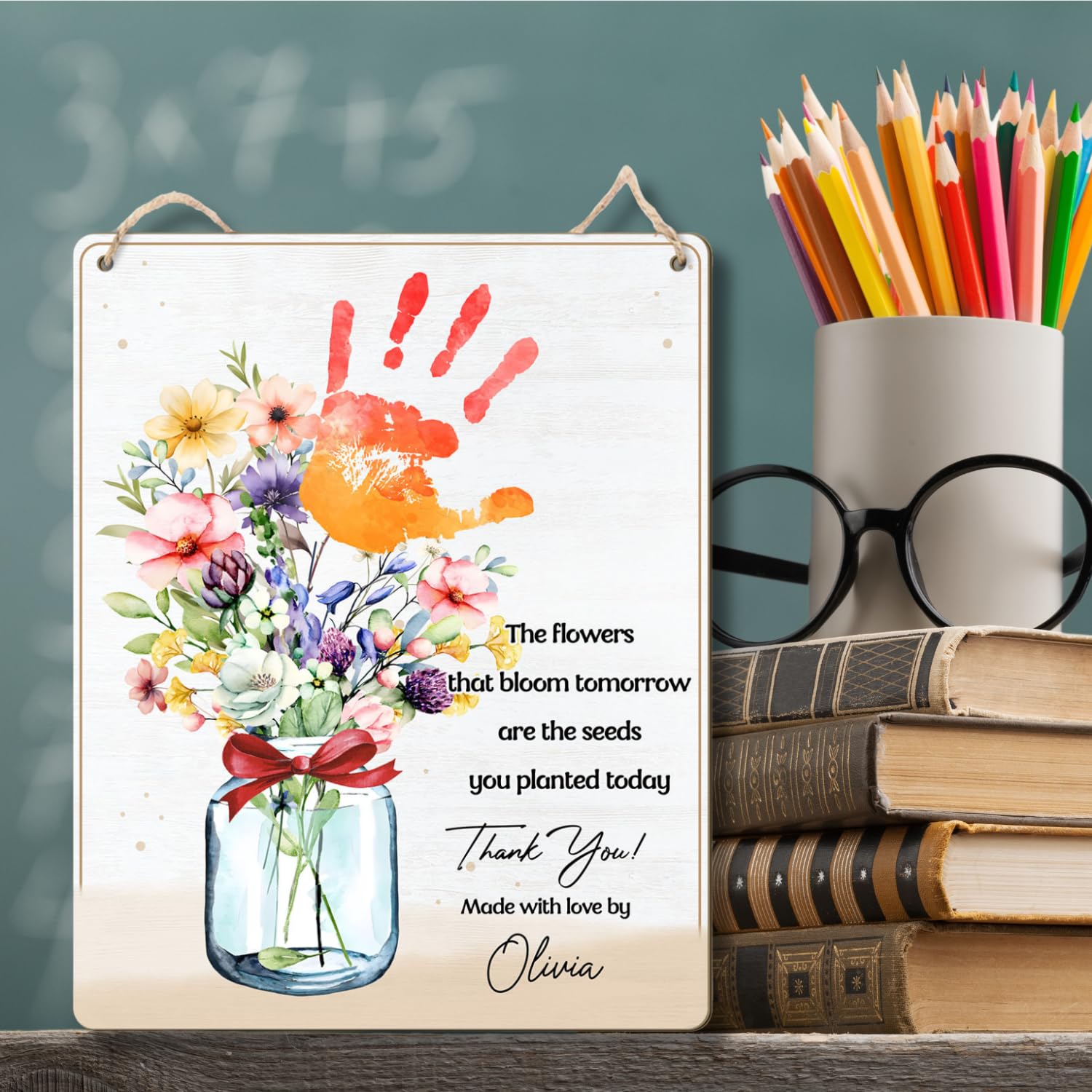 DIY Flower Handprint Craft Art Teacher Gift