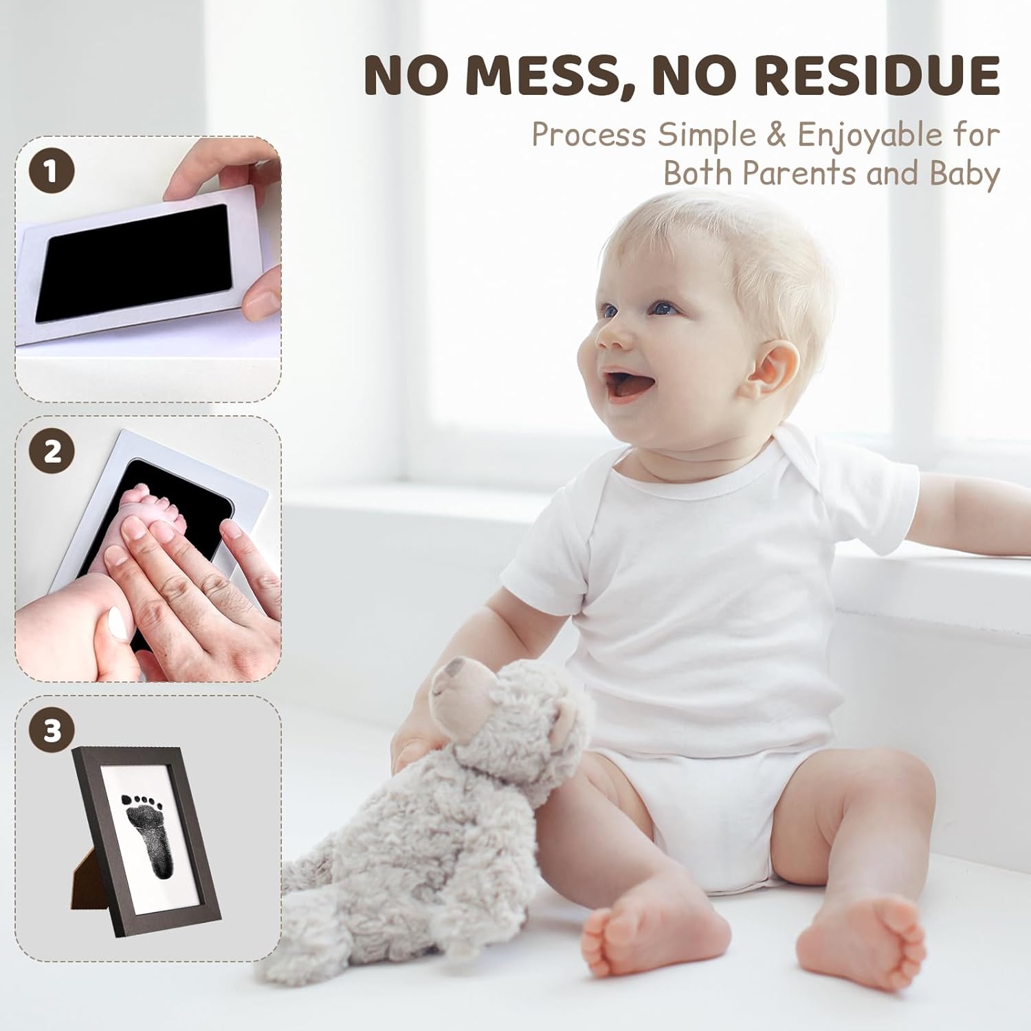 Tubuui Baby Inkless Hand Footprint Kit with Frame 1