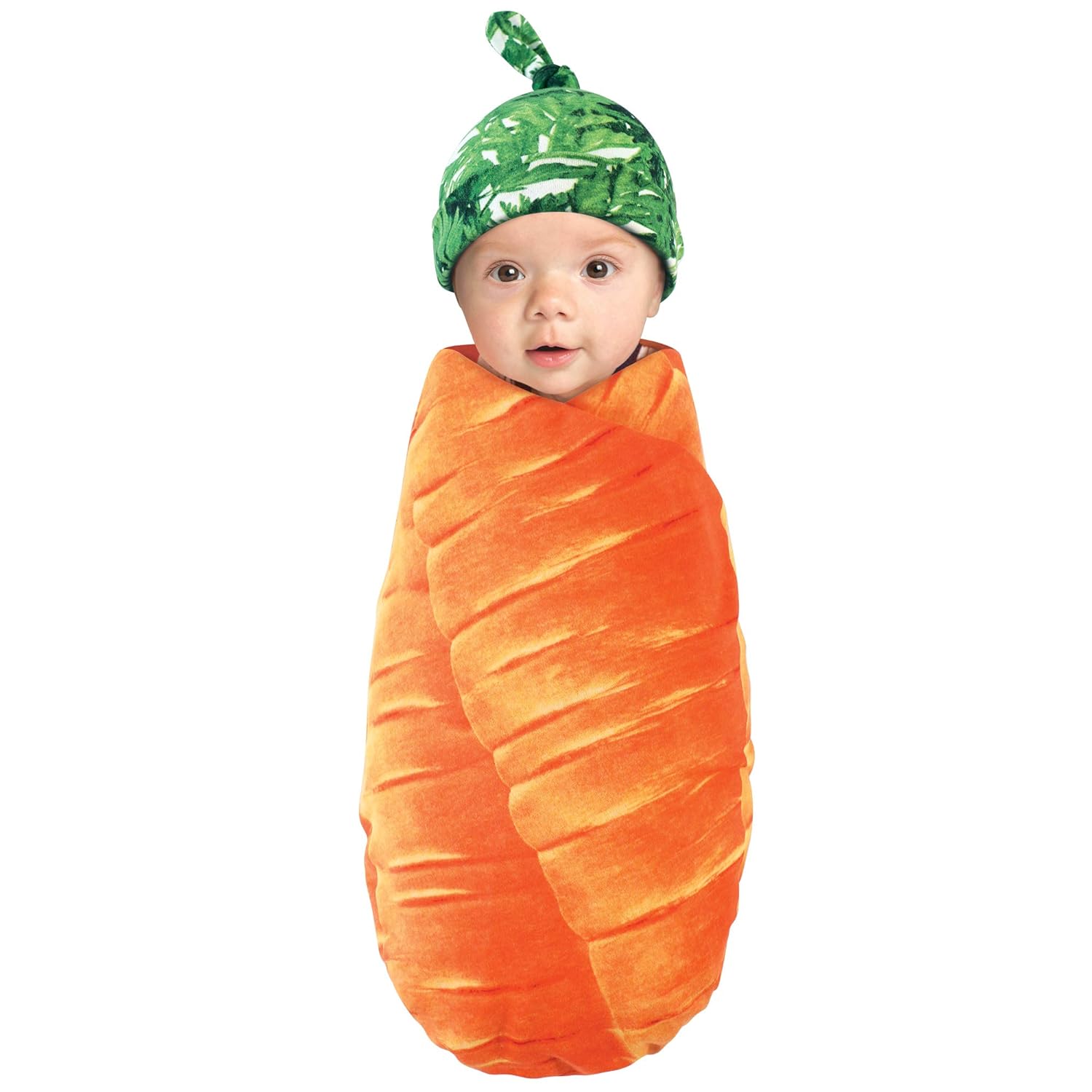 Touched by Nature Organic Cotton Swaddle Blanket and Headband Set Carrot One Size