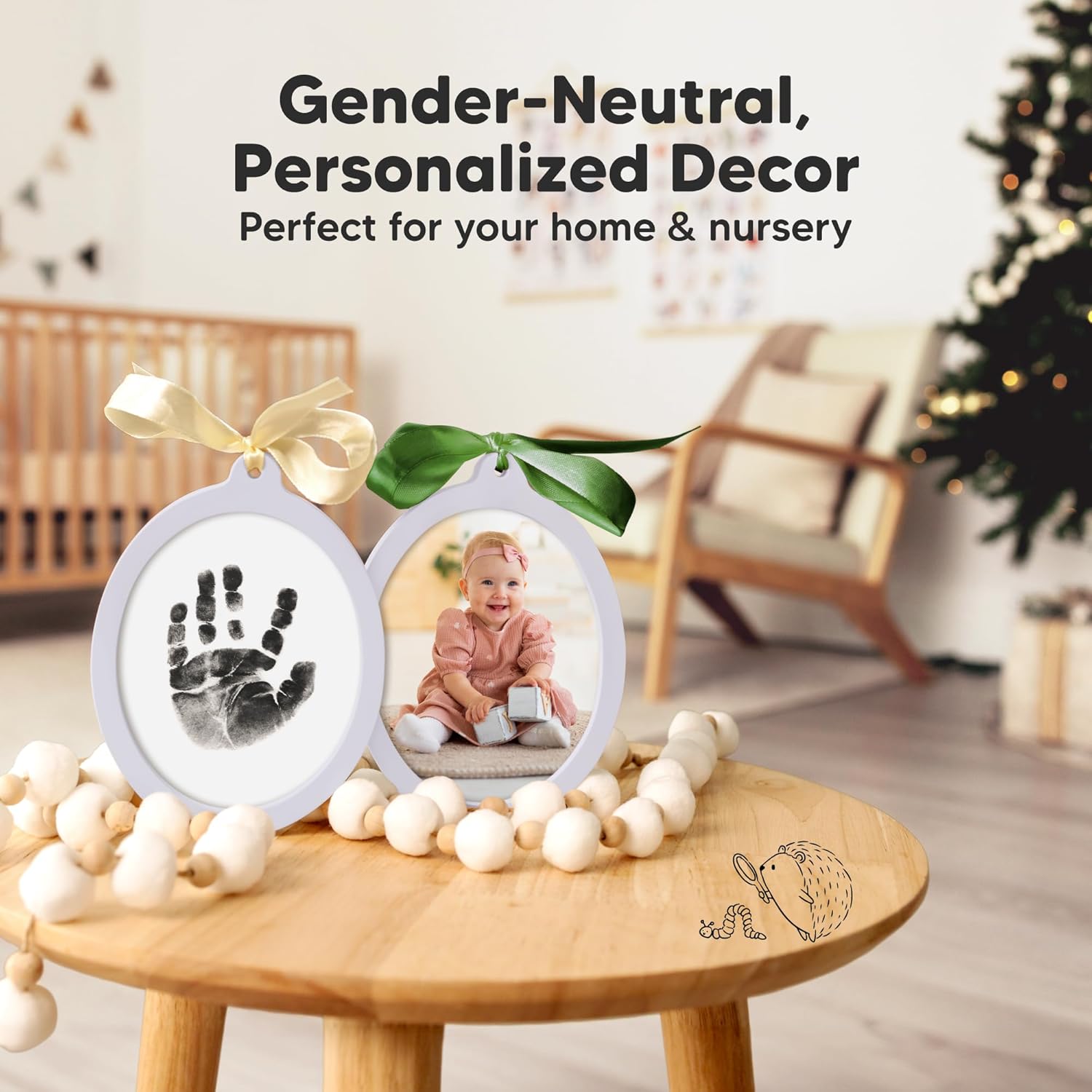 KeaBabies Inkless Baby Hand and Footprint Ornament Kit
