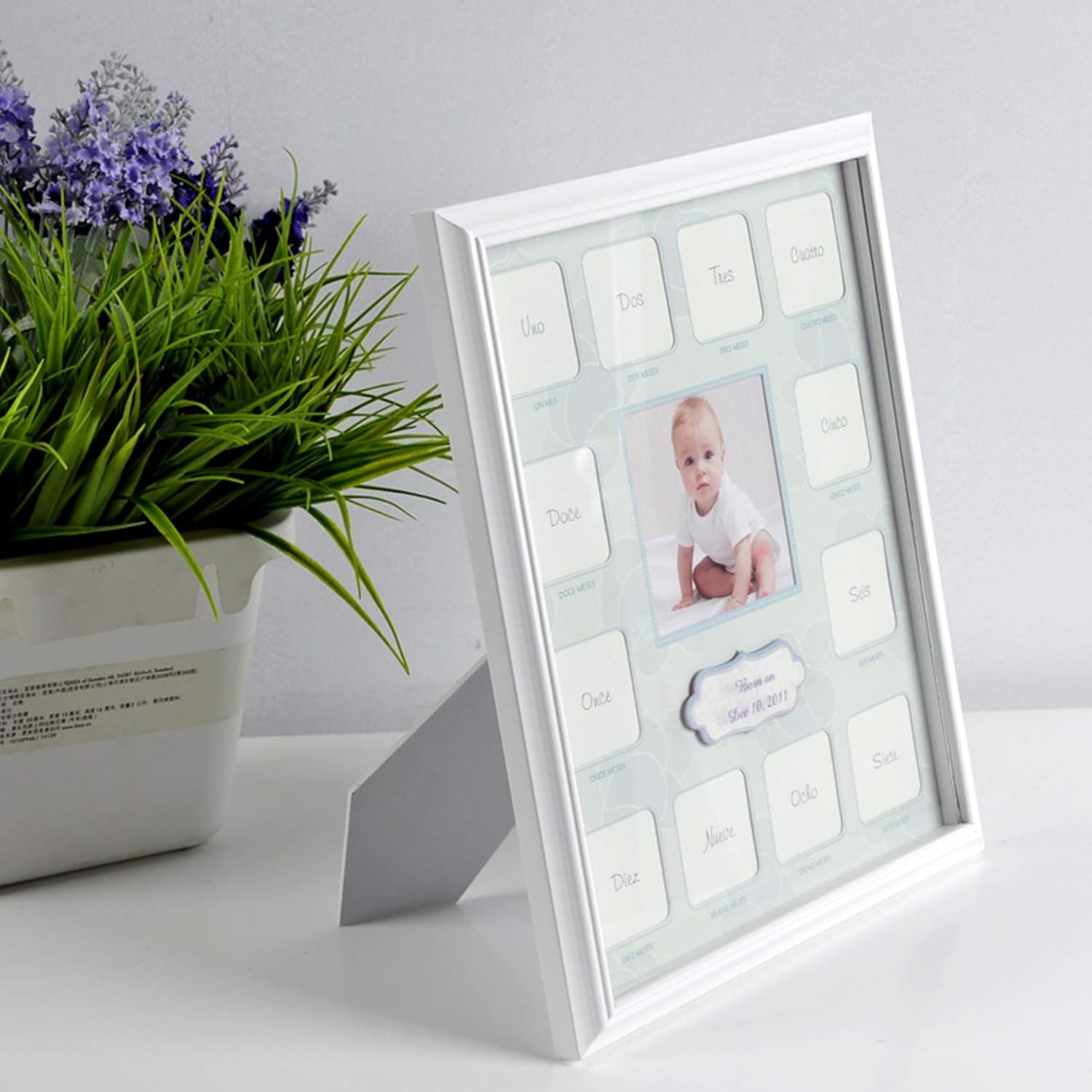 KMAKII 12 Month Baby First Year Collage Photo Frame - White