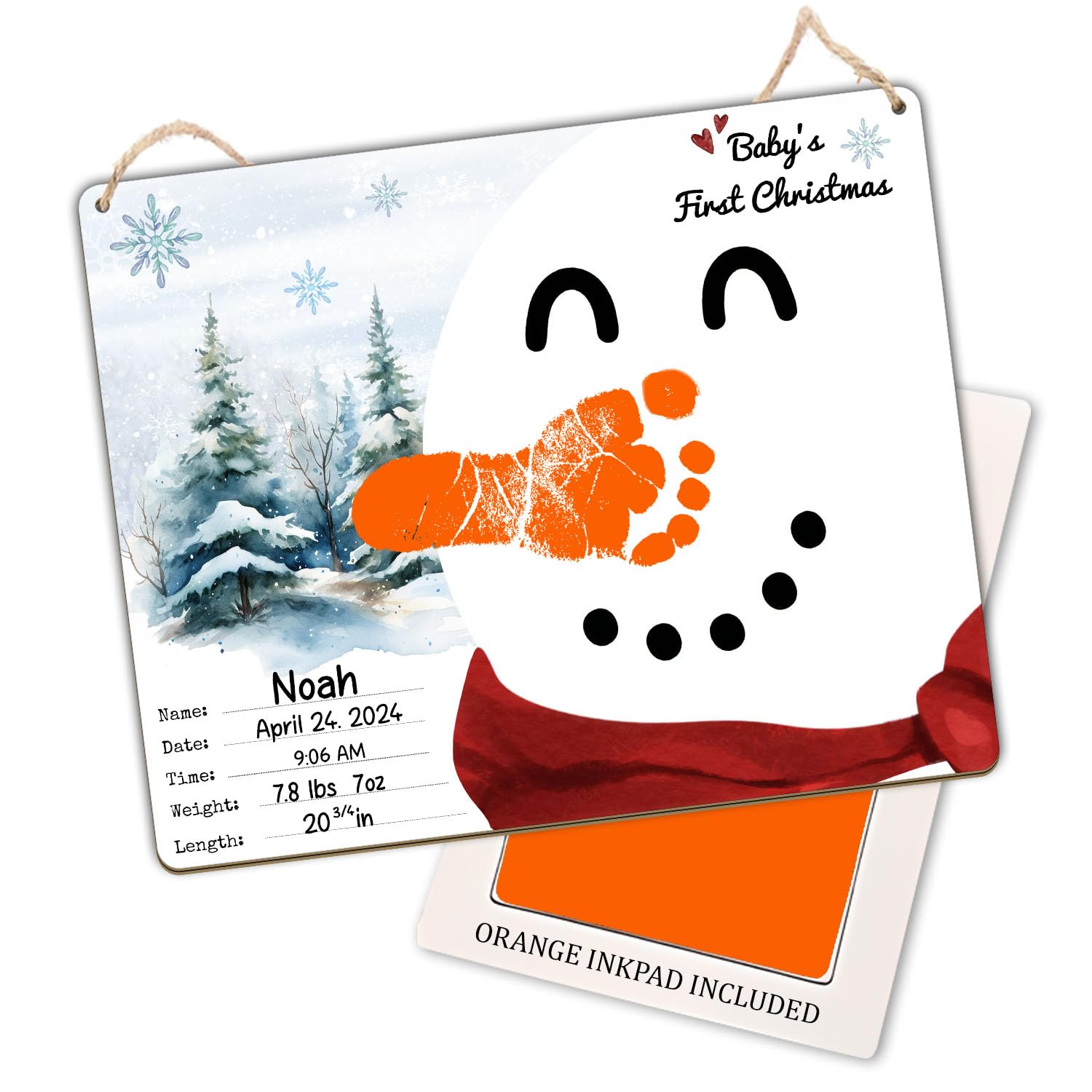 DIY Babys First Christmas Keepsake Sign with Orange Nose Snowman