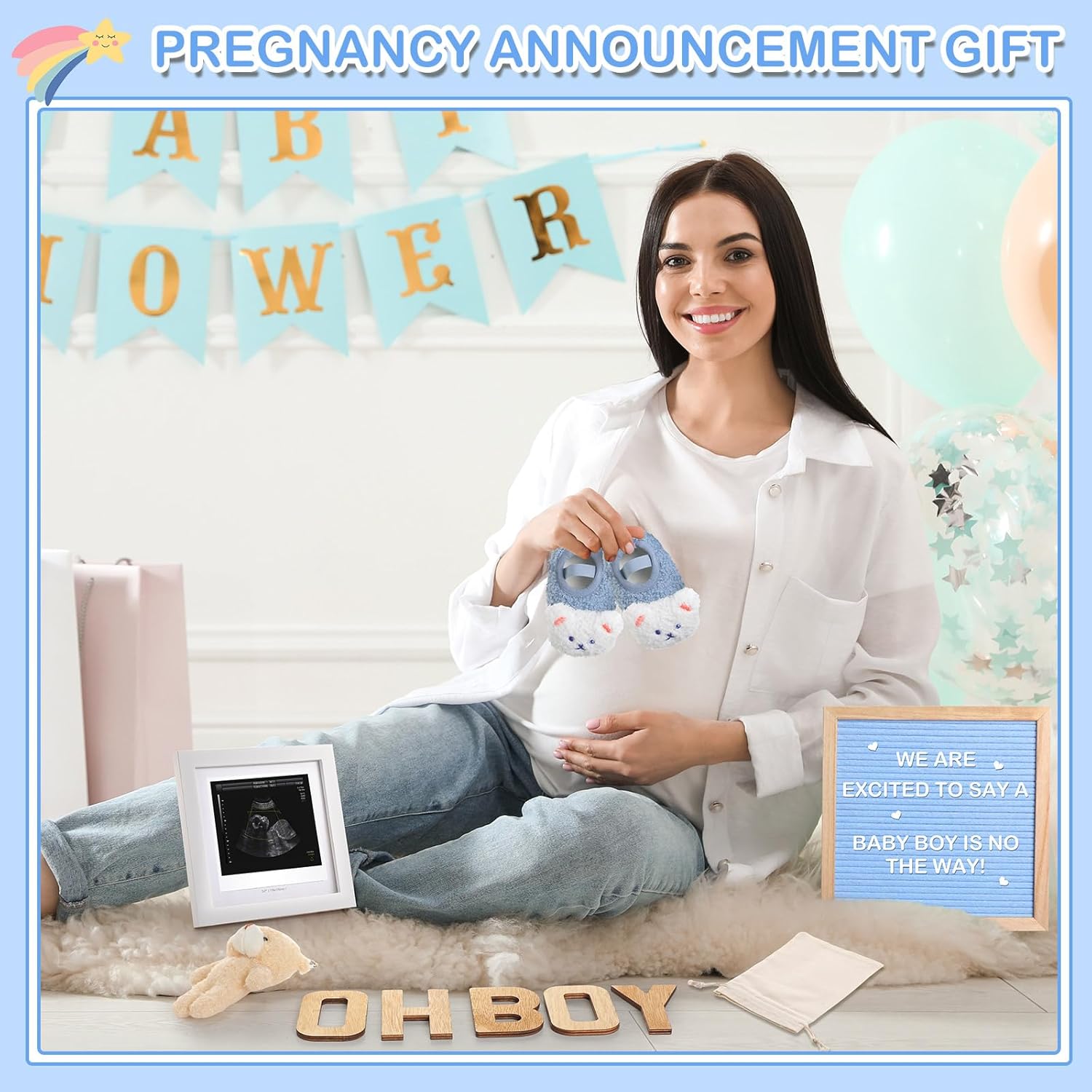 Canlierr 9 Pcs Pregnancy Announcement Set Boy Blue