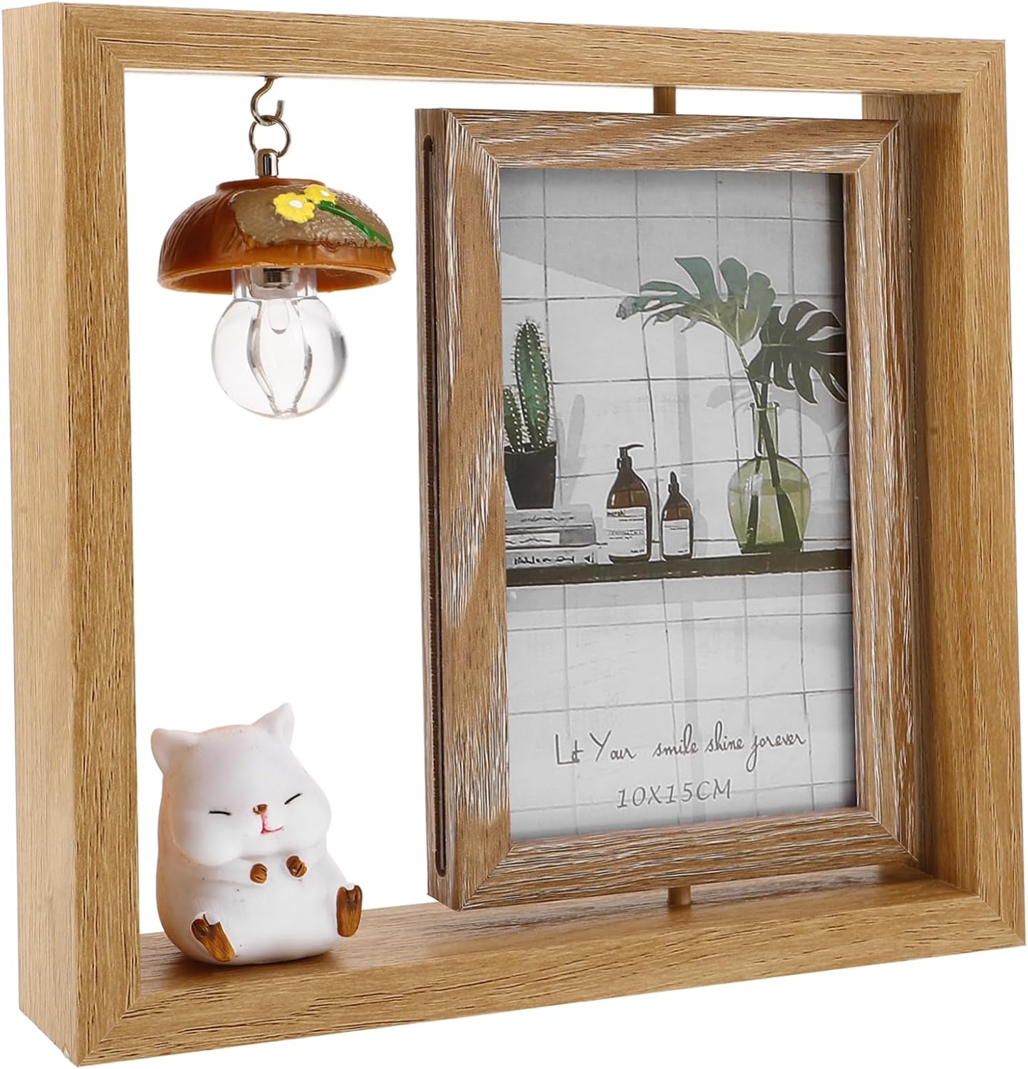 STBTOO Rustic Double-sided Frame 6 Inches Desk Decor Cartoon Hamster