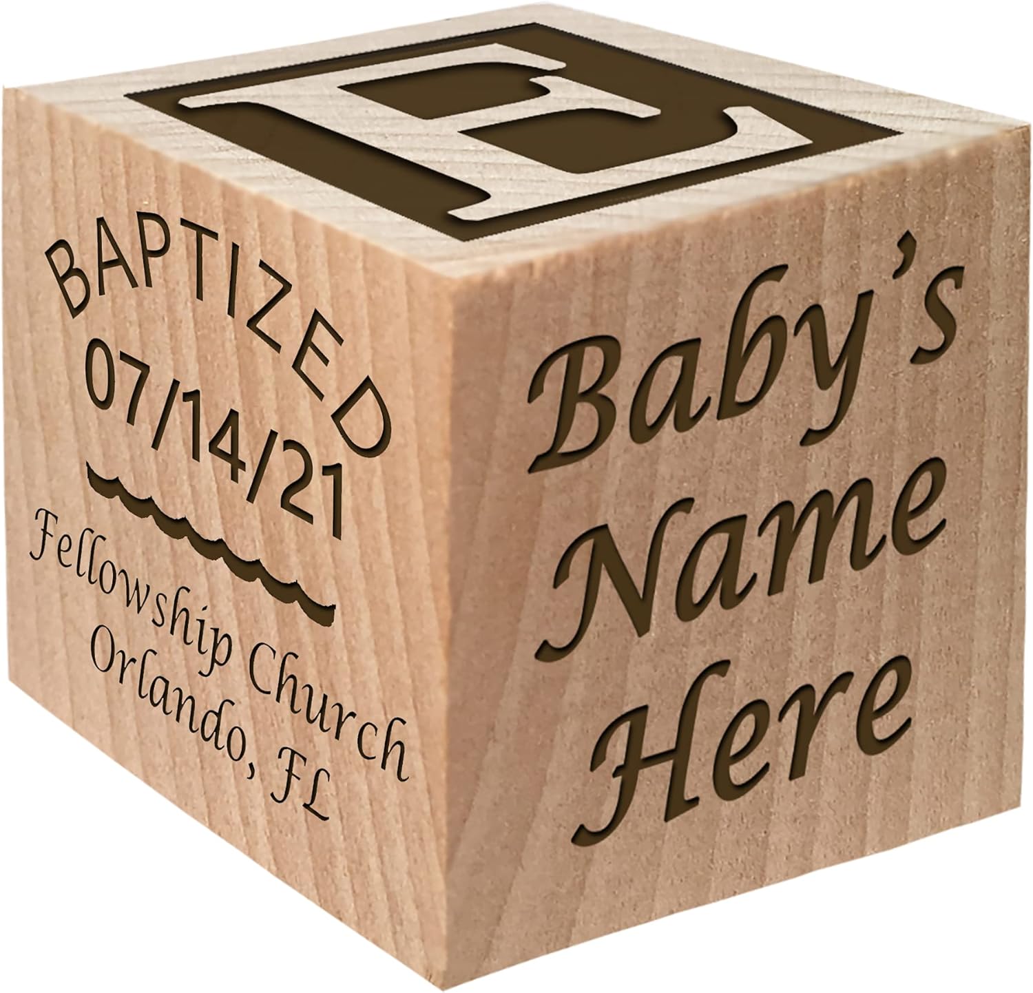 Glitzby Baptism Keepsake Wooden Block Personalized
